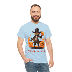 Halloween t shirt pumpkin western style shootout funny fall fun scary stocking stuffer for whole family  cotton tee