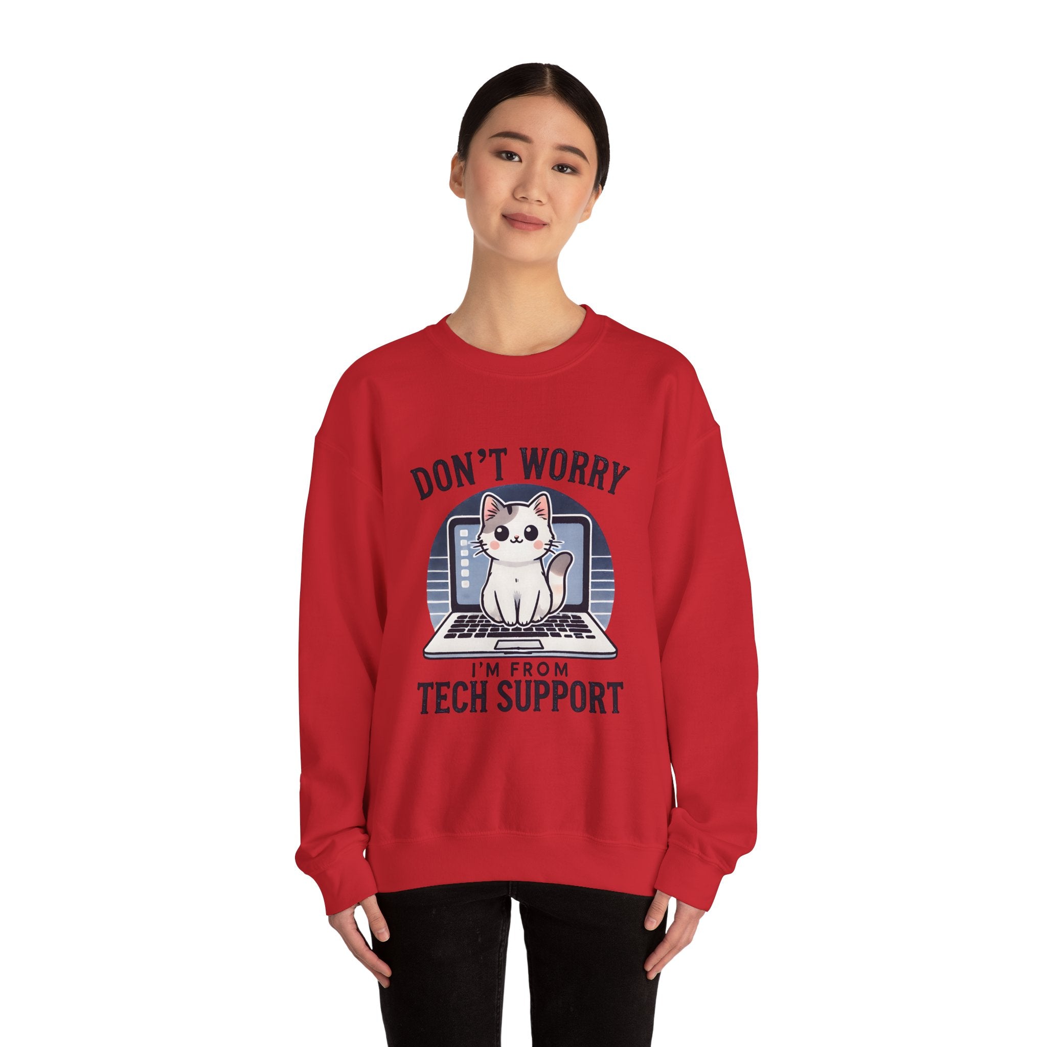 Tech Support Cat Crewneck Sweatshirt – Fun Gift for IT Lovers