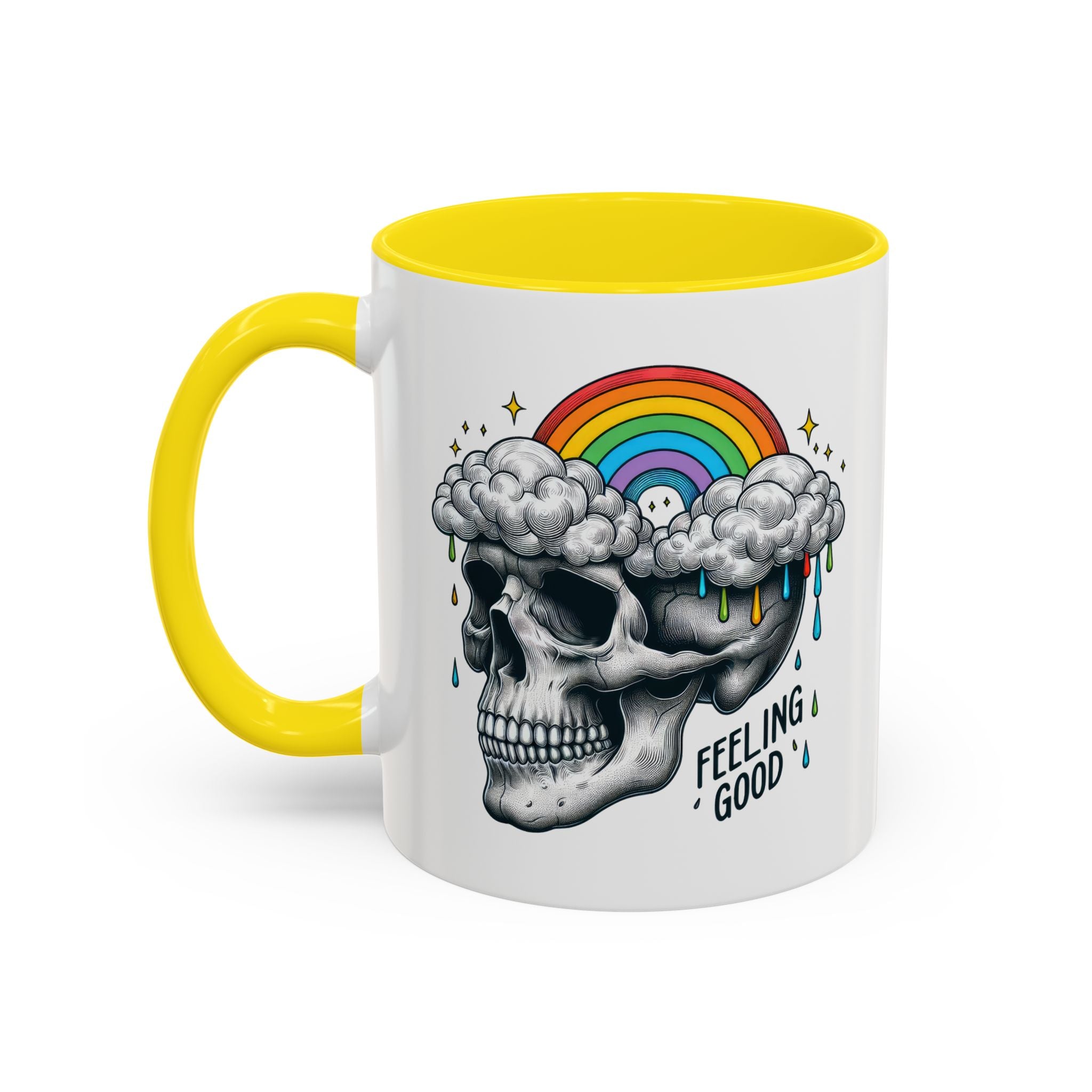 Skull Rainbow Coffee Mug, Unique Gift for Coffee Lovers, Halloween Decor, Daily Motivation Mug, Fun Skull Design