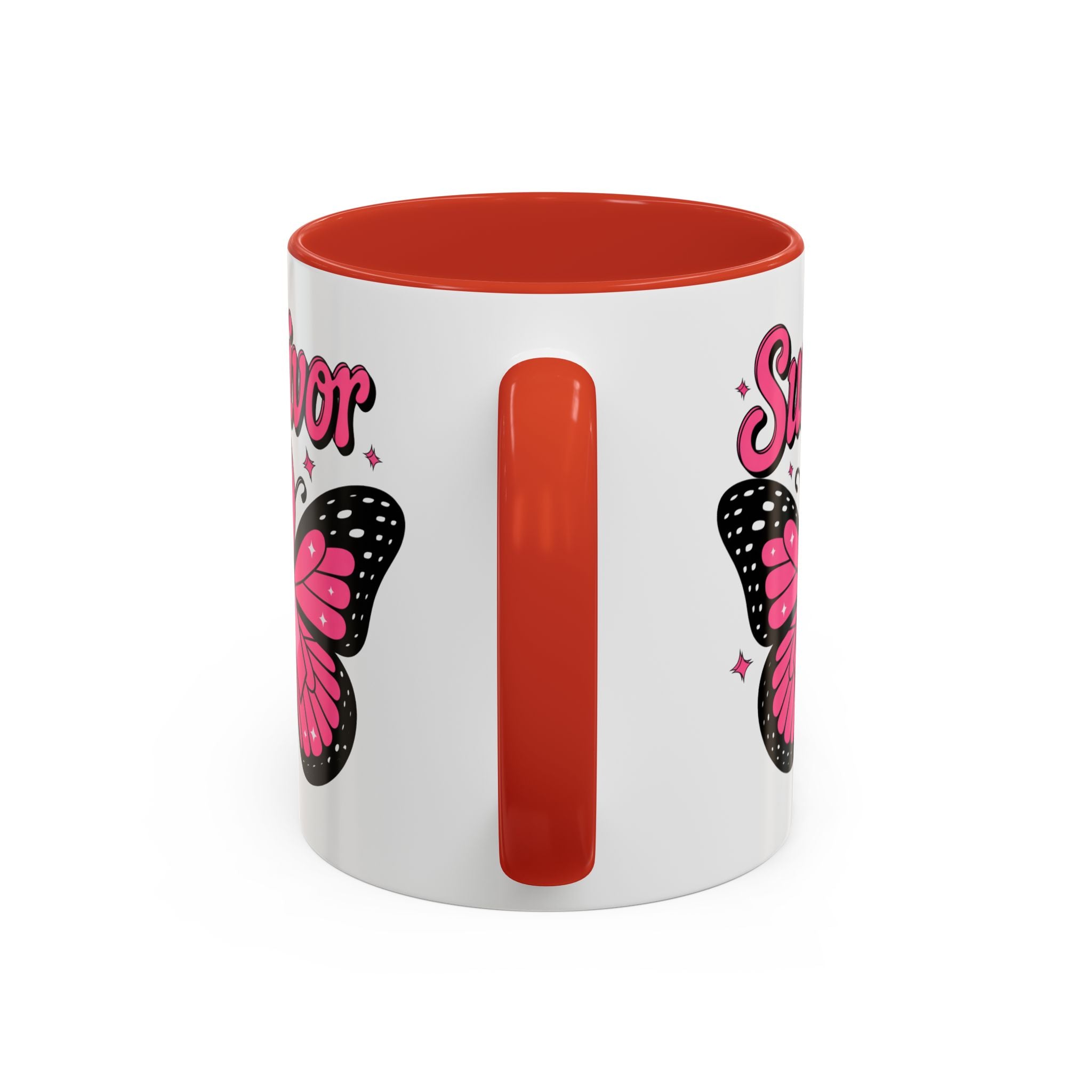 Survivor Butterfly Coffee Mug, Inspirational Gift, Pink Ribbon Mug, Breast Cancer Awareness, Empowerment Cup, Motivational Drinkware