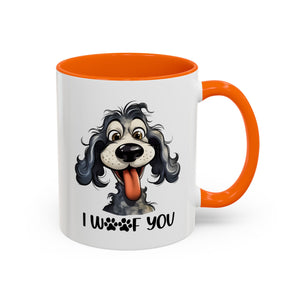 Dog Lover's Accent Coffee Mug - I Woof You, Pet Gift, Animal Lover Cup, Dog Mom Mug, Cute Dog Design, Fun Coffee Cup