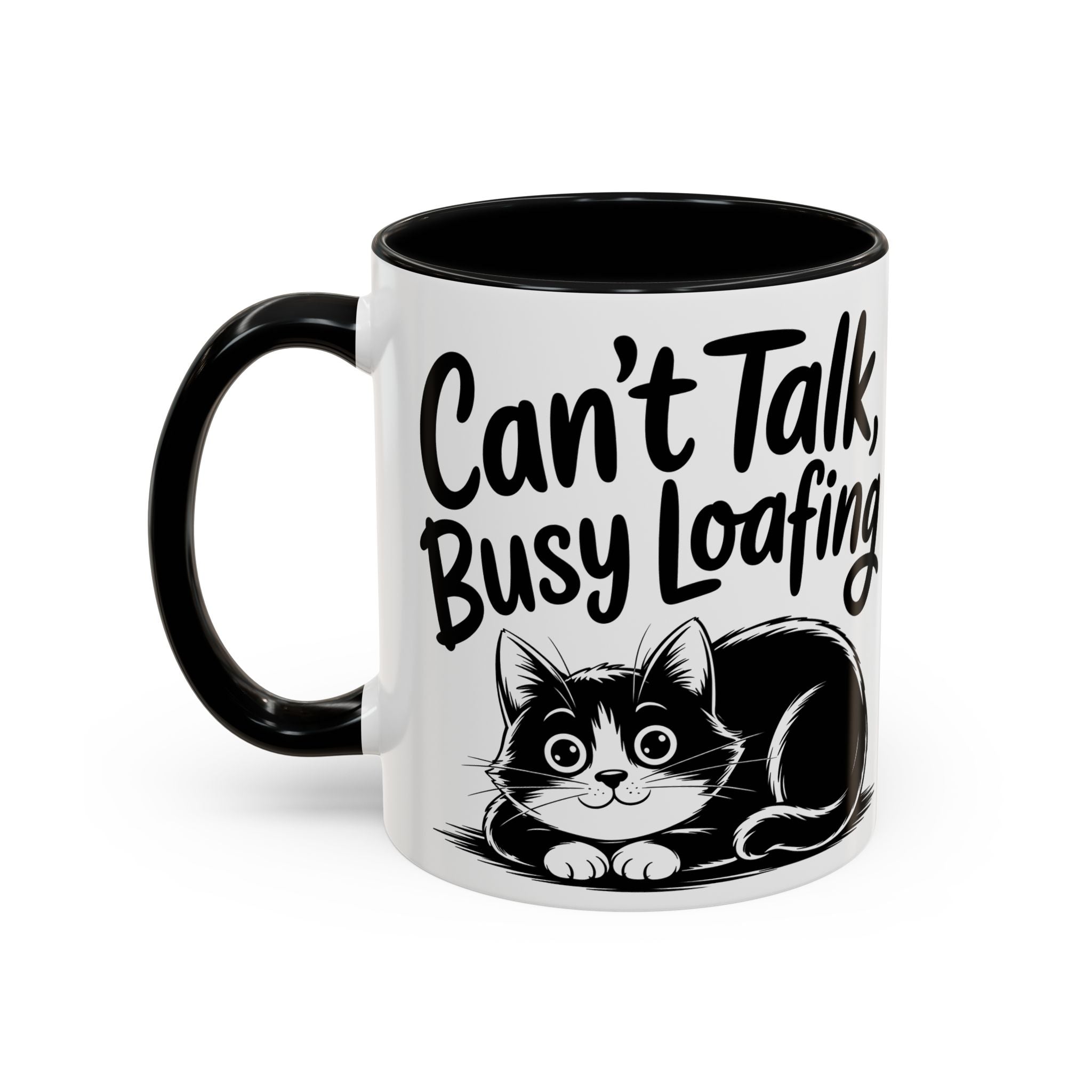 Can't Talk, Busy Loafing Cat Coffee Mug — Cute Cat Lover Gift (11/15oz)