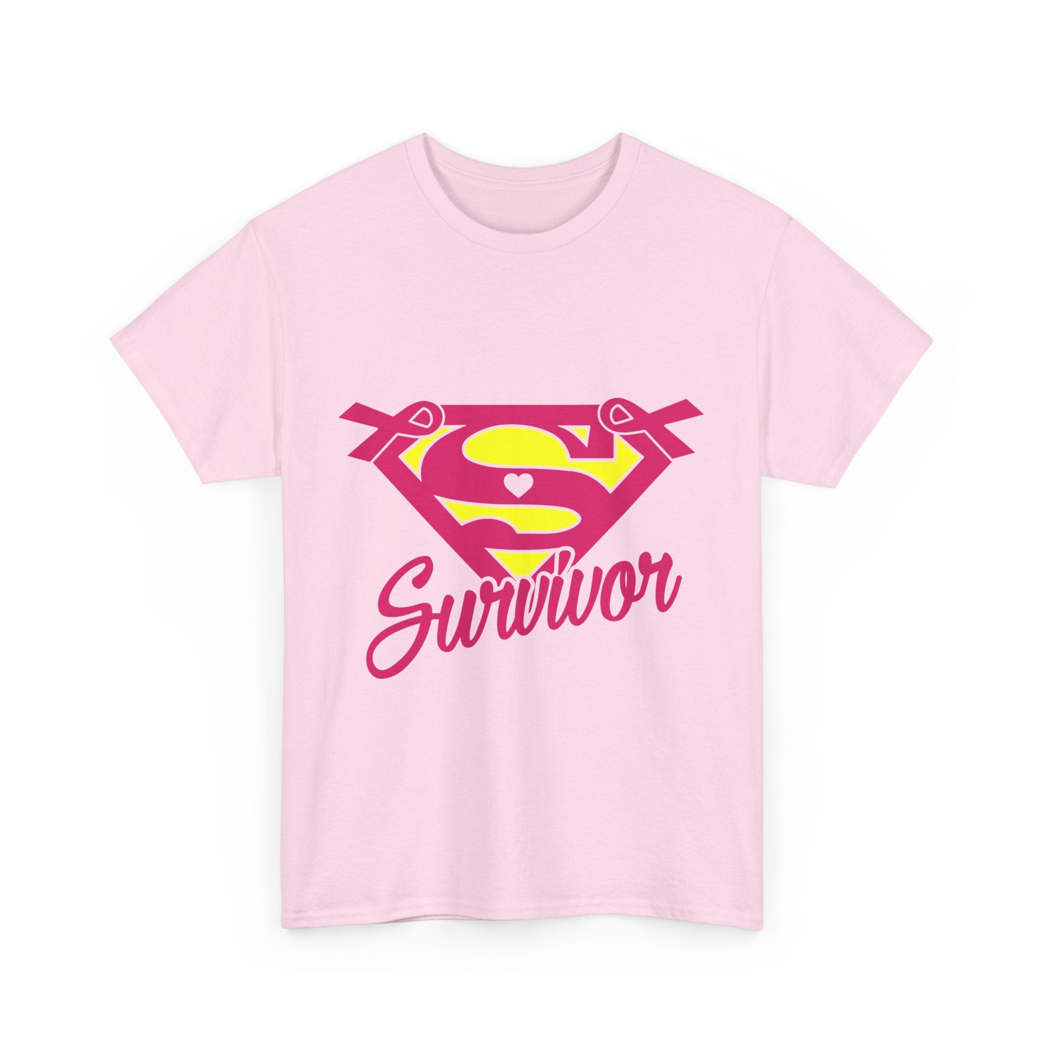 Super Survivor Unisex Heavy Cotton Tee, Support Cancer Awareness Shirt, Inspirational T-Shirt, Gift for Survivors, Motivational Apparel