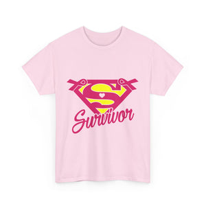 Super Survivor Unisex Heavy Cotton Tee, Support Cancer Awareness Shirt, Inspirational T-Shirt, Gift for Survivors, Motivational Apparel