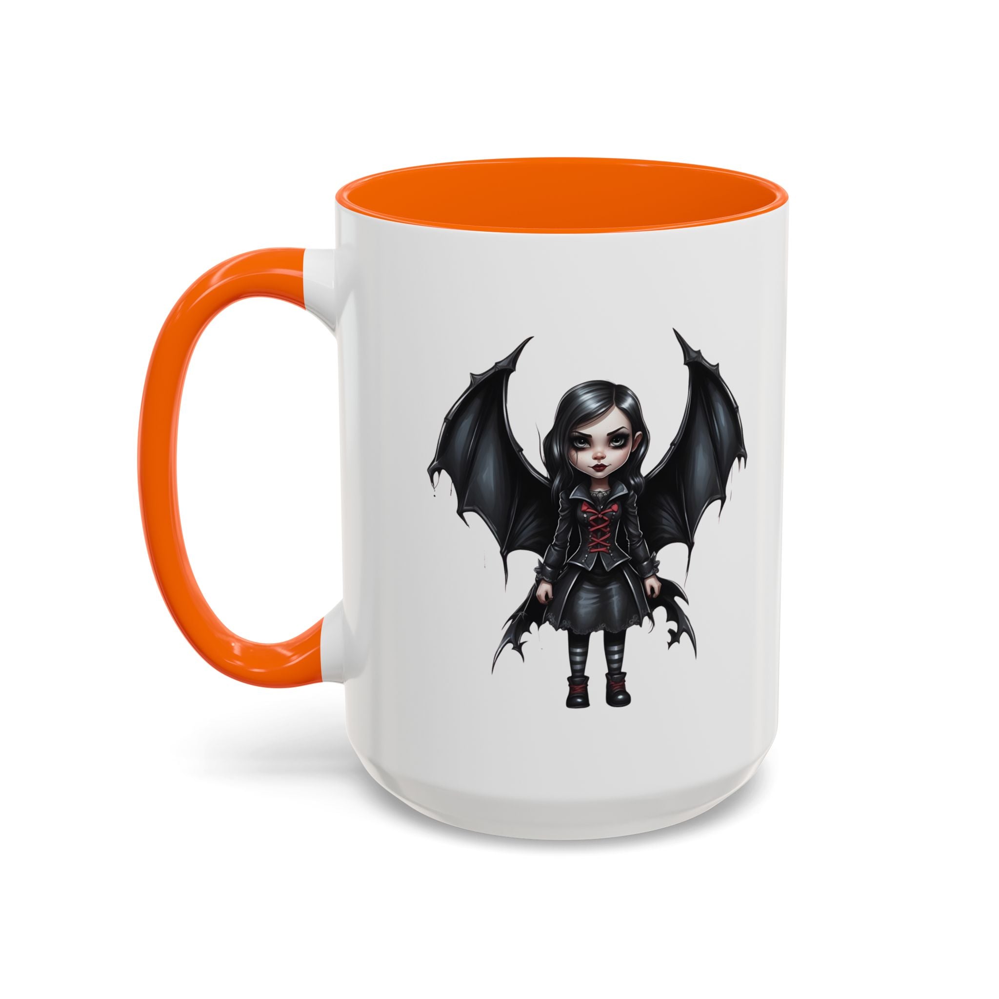 Gothic vampire girl with bat wings horror art Accent Coffee Mug (11, 15oz) vamp18