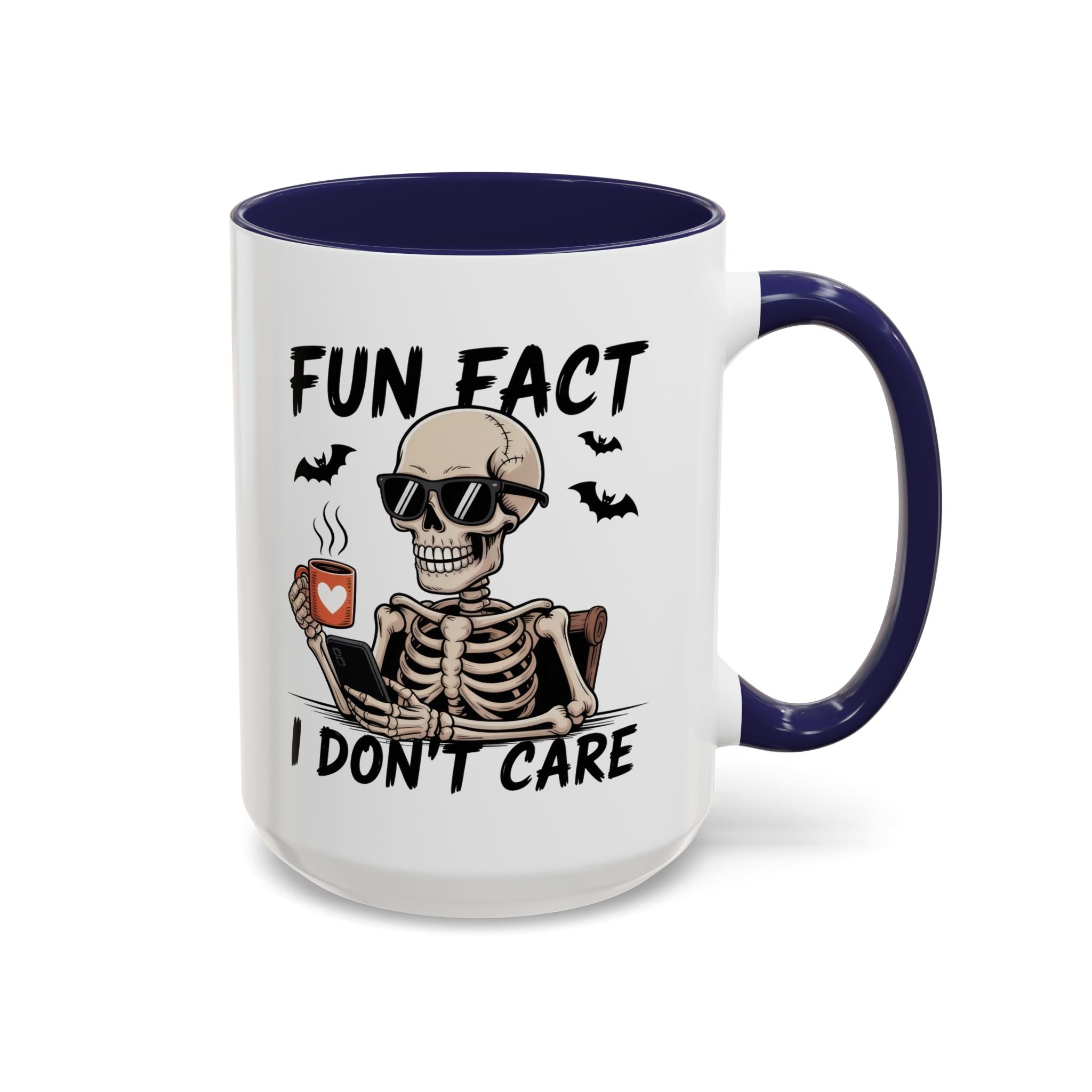 Fun Fact I Don’t Care Skull Coffee Mug — Halloween Accent Coffee Cup (11/15oz)