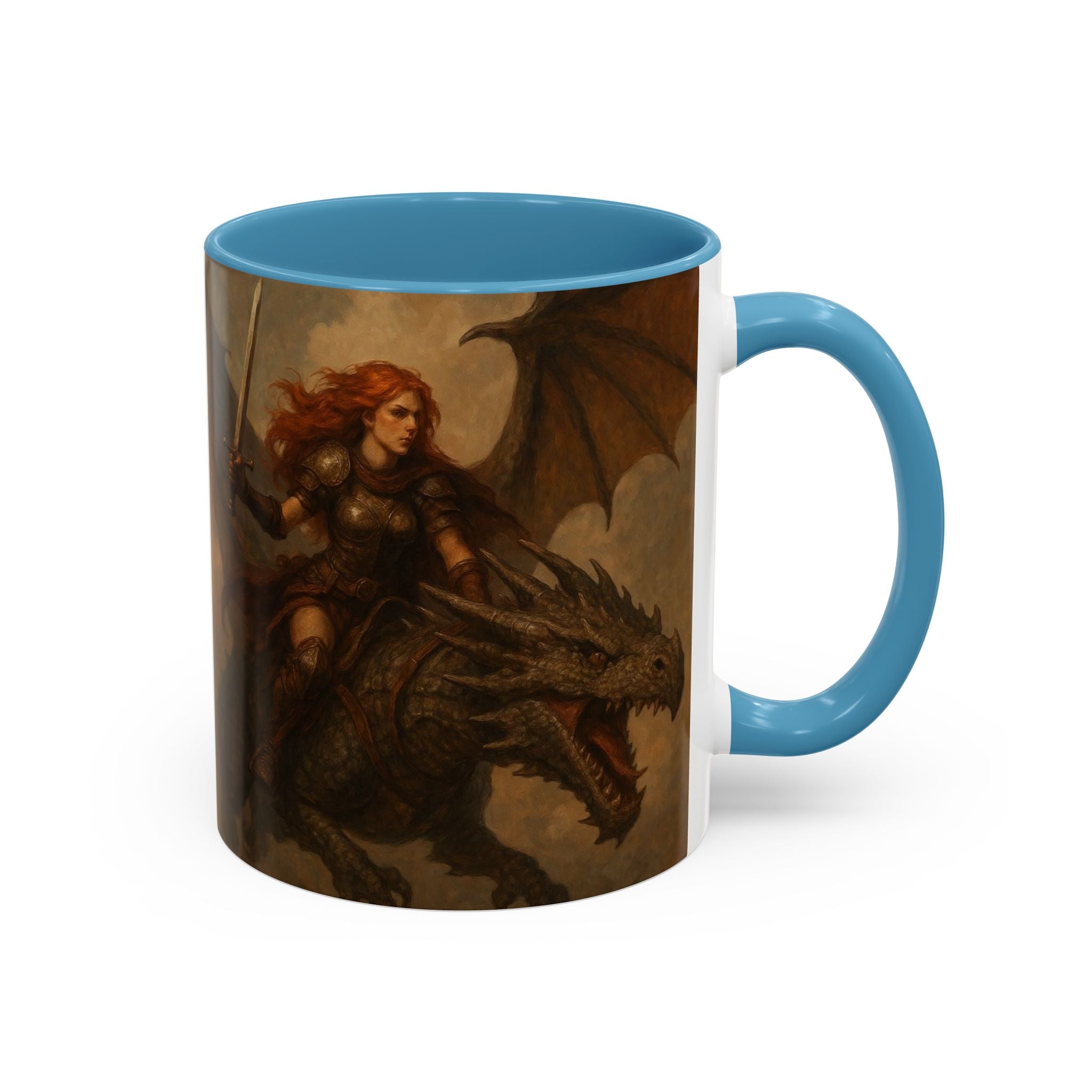 Fantasy Dragon Rider Coffee Mug gothic woman warrior queen