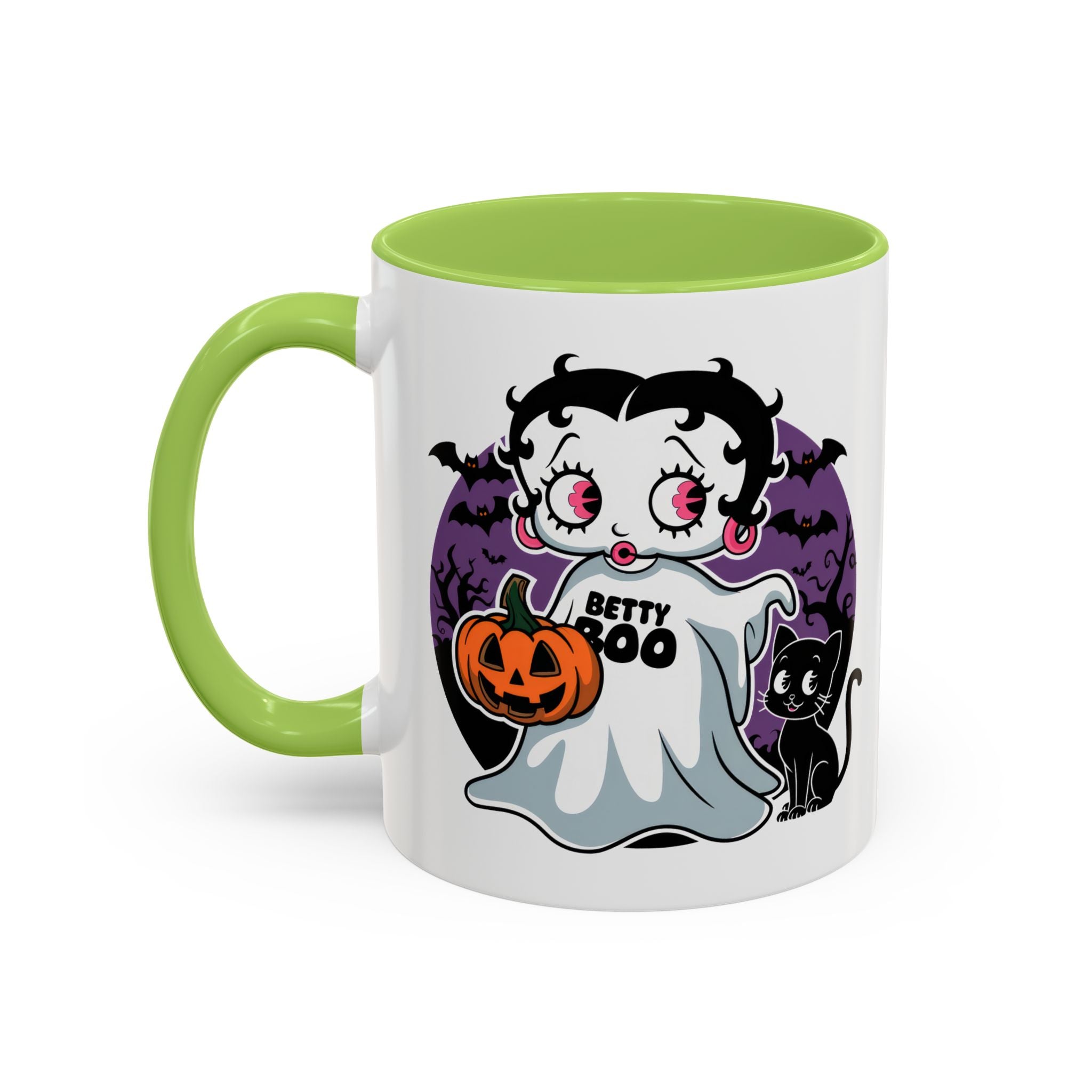 Betty Boo Halloween Ghost Mug — Cute Spooky Pumpkin & Black Cat Accent Coffee Cup