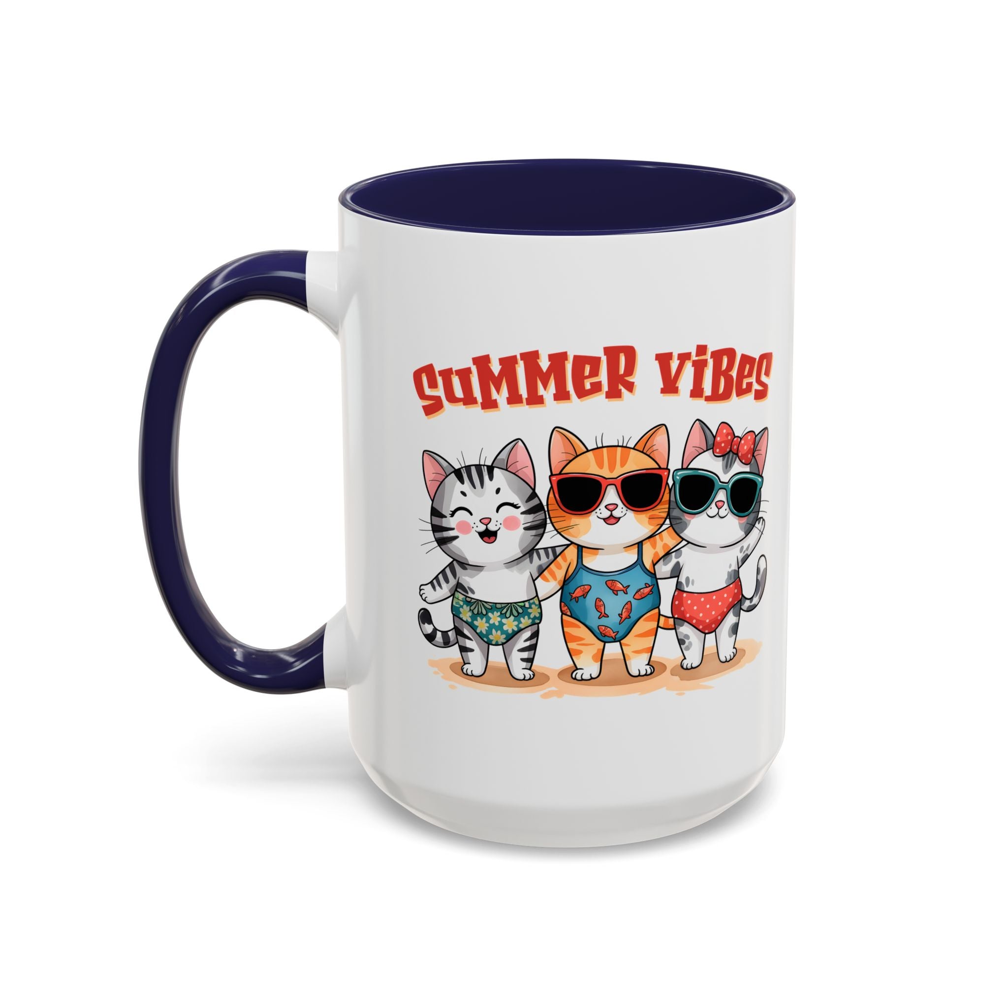 Summer Vibes Cat Coffee Mug - Fun Accent Mug for Cat Lovers