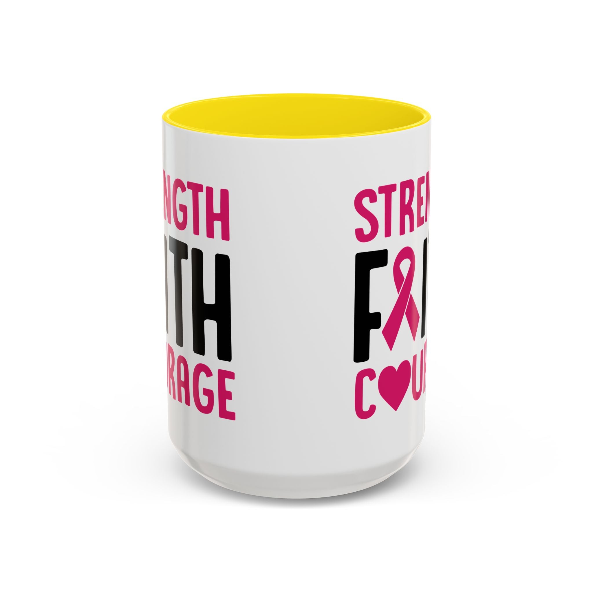Inspirational Coffee Mug: Strength, Faith, Courage - Gift for Survivors, Awareness Events, Supportive Home Decor, Encouragement