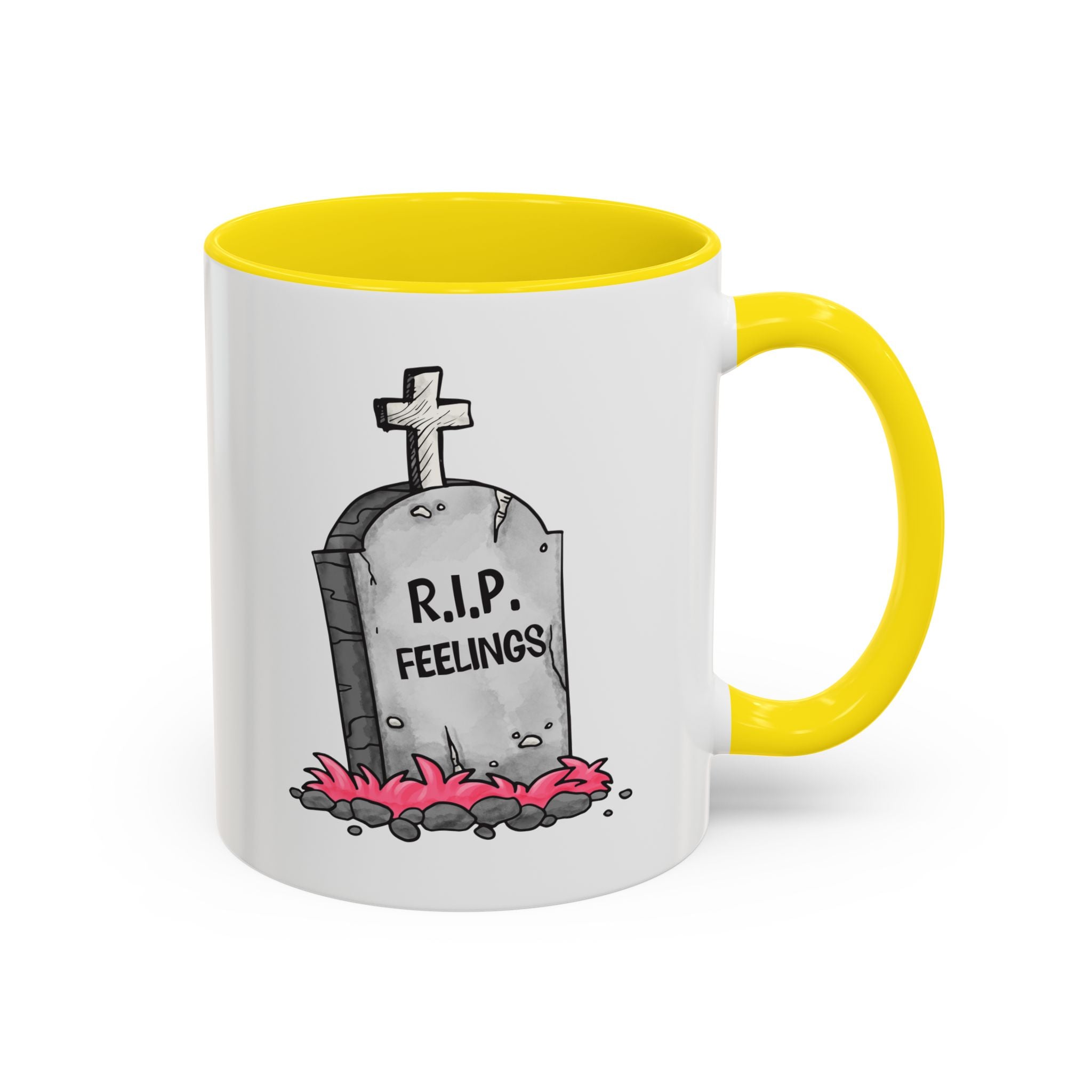 Coffee Mug — RIP Feelings Tombstone Accent Mug anti valentine