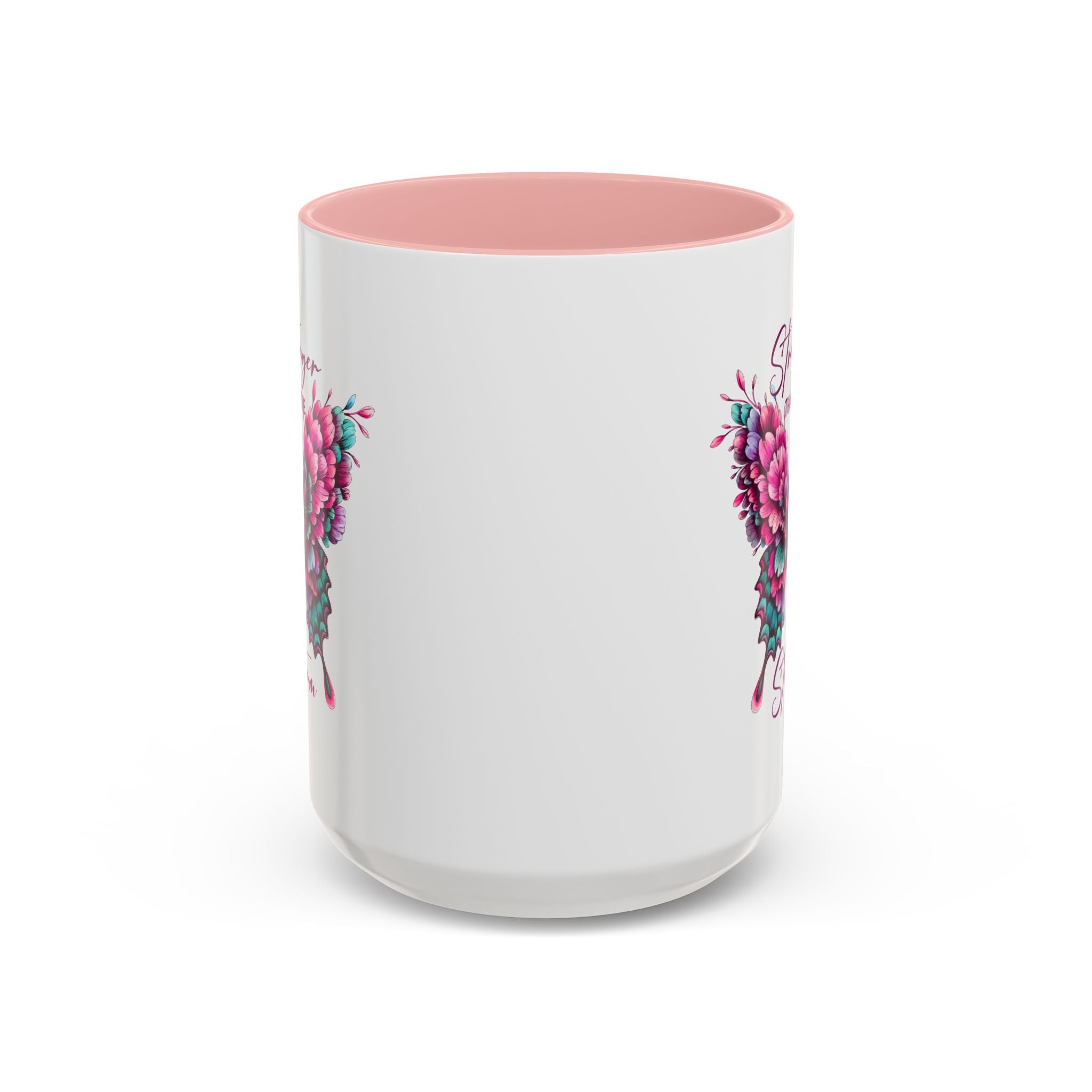 Stronger Than The Storm Accent Coffee Mug - Inspirational Butterfly Design