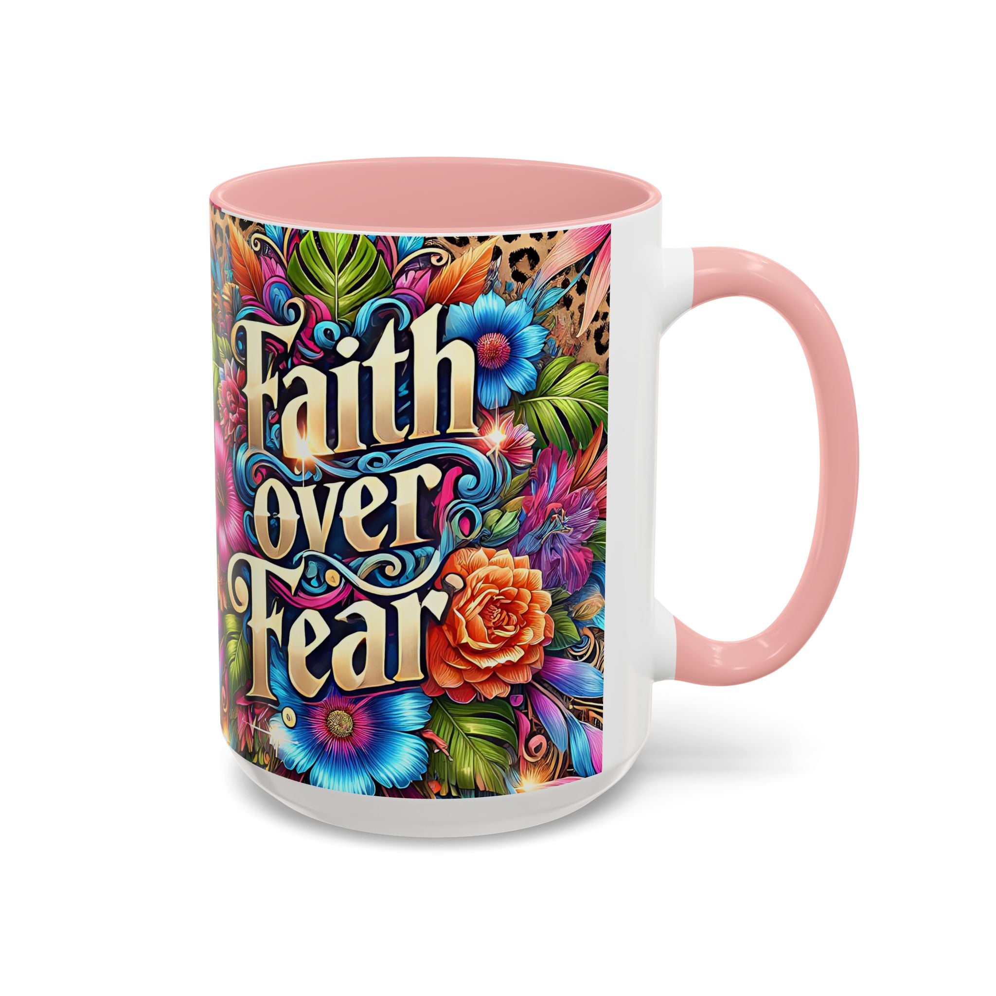Faith Over Fear Floral Coffee Mug positive mental health
