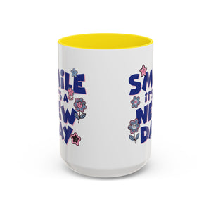 Inspirational Flower Design Coffee Mug - "Smile It's a New Day" - Perfect Gift for Coffee Lovers