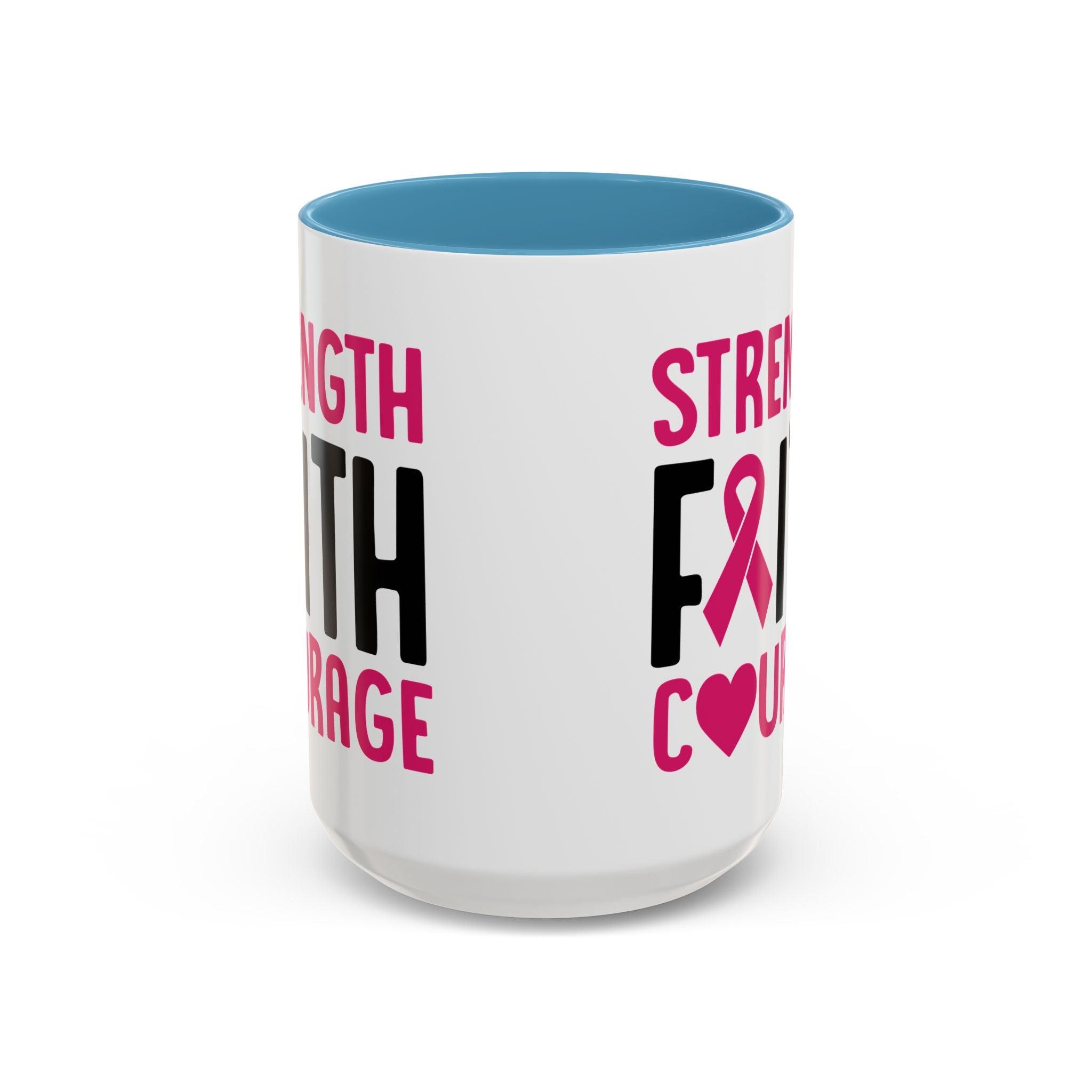 Inspirational Coffee Mug: Strength, Faith, Courage - Gift for Survivors, Awareness Events, Supportive Home Decor, Encouragement