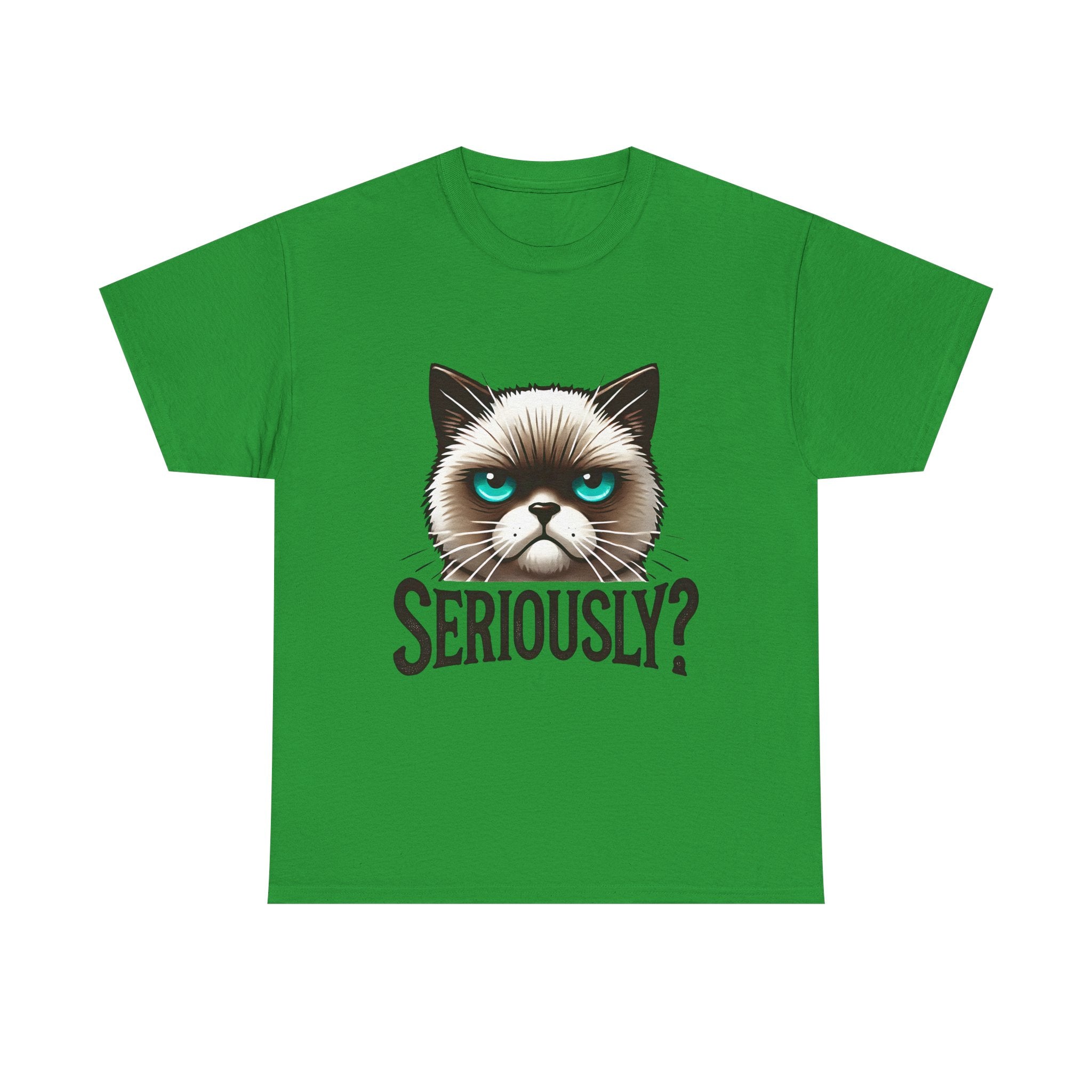 Funny Cat Graphic Tee - 'Seriously?' Unisex Heavy Cotton Shirt