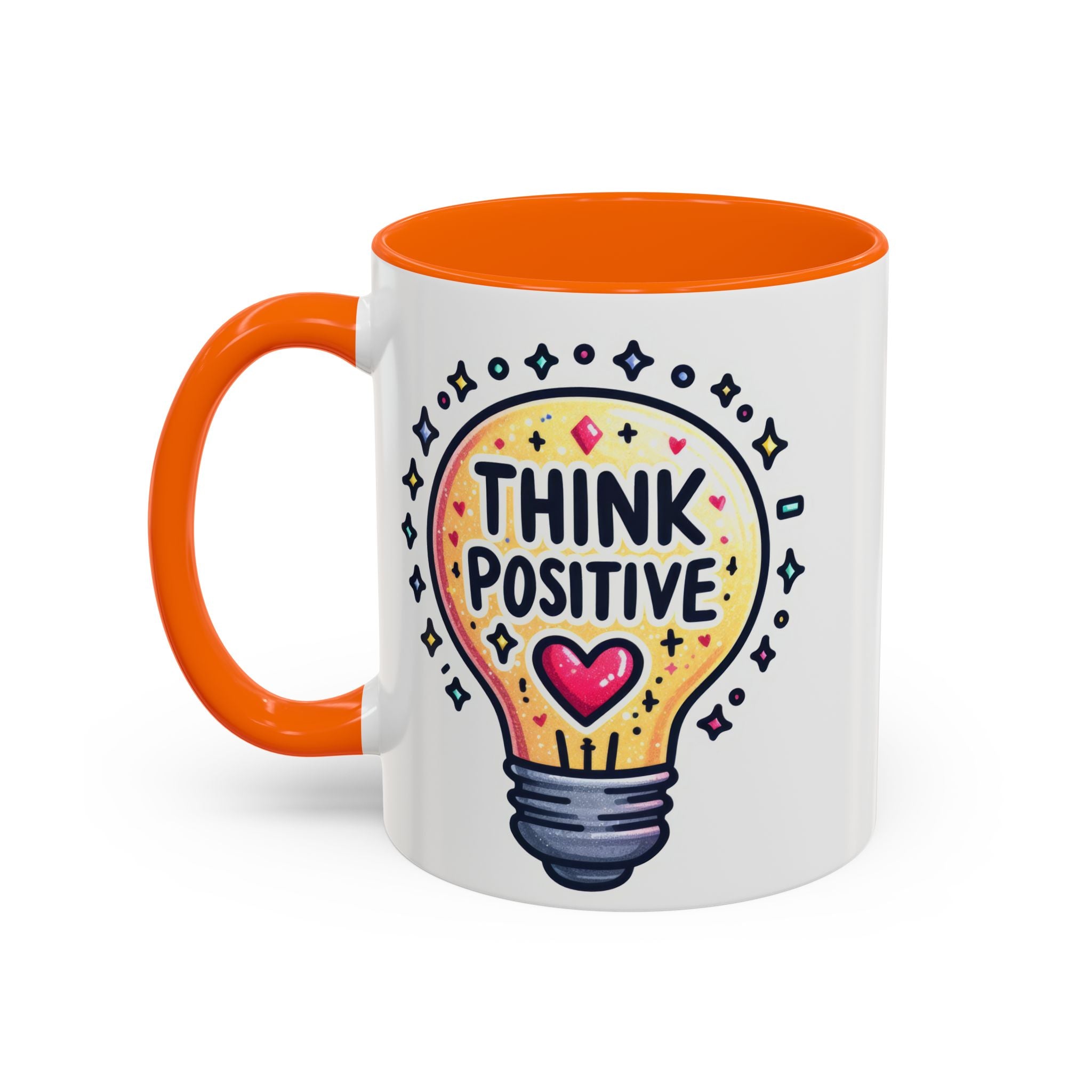 Think Positive Lightbulb Coffee Mug — Motivational Accent Mug (11/15 oz)