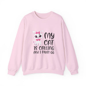 Cute Cat Lover Sweatshirt, My Cat Is Calling Crewneck, Animal Print Pullover, Pet Owner Gift, Cozy Sweatshirt for Cat Moms
