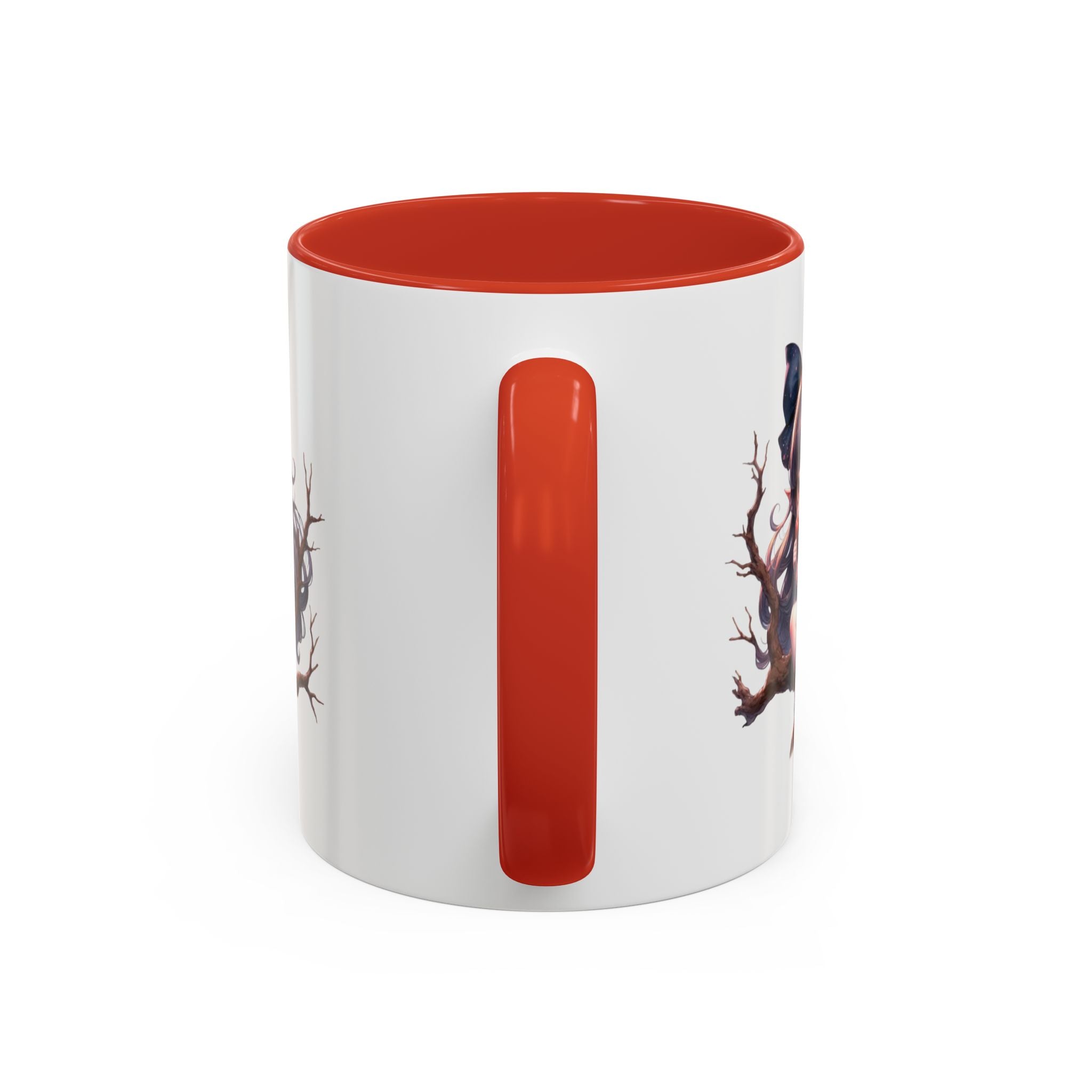 gothic vampire girl in tree horror art Accent Coffee Mug (11, 15oz) png16