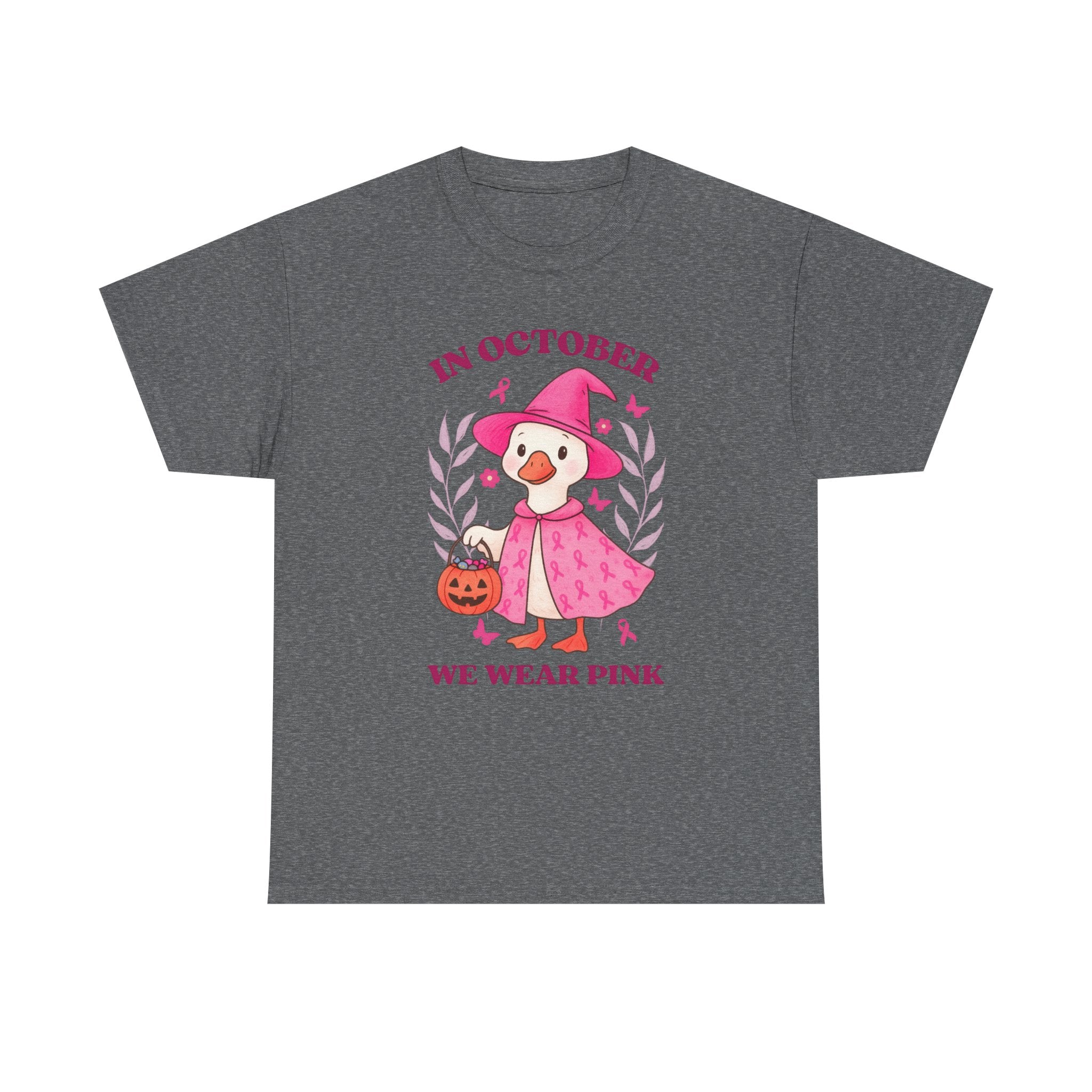 Breast Cancer Awareness Tee, Cute Pink Duck Shirt for October, Unisex Cotton T-Shirt, Awareness Month Apparel, Funny Halloween Outfit