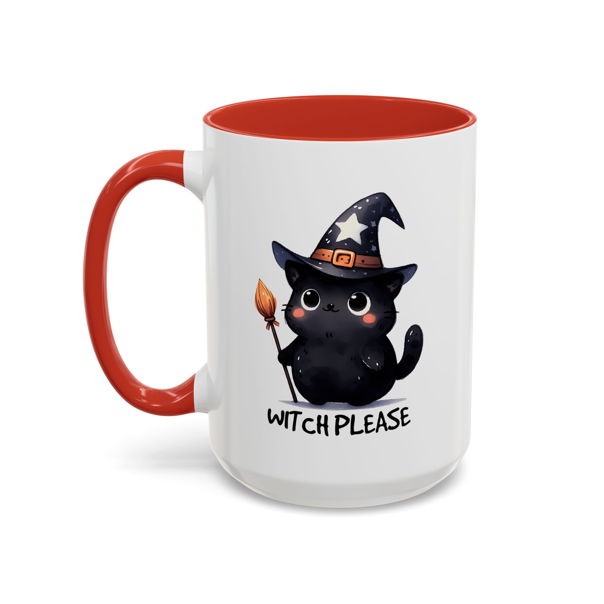 Cute Witch Cat Coffee Mug - Perfect for Halloween, Cat Lover Gift, Witch Please Design, Black Cat Mug, Cozy Drinkware