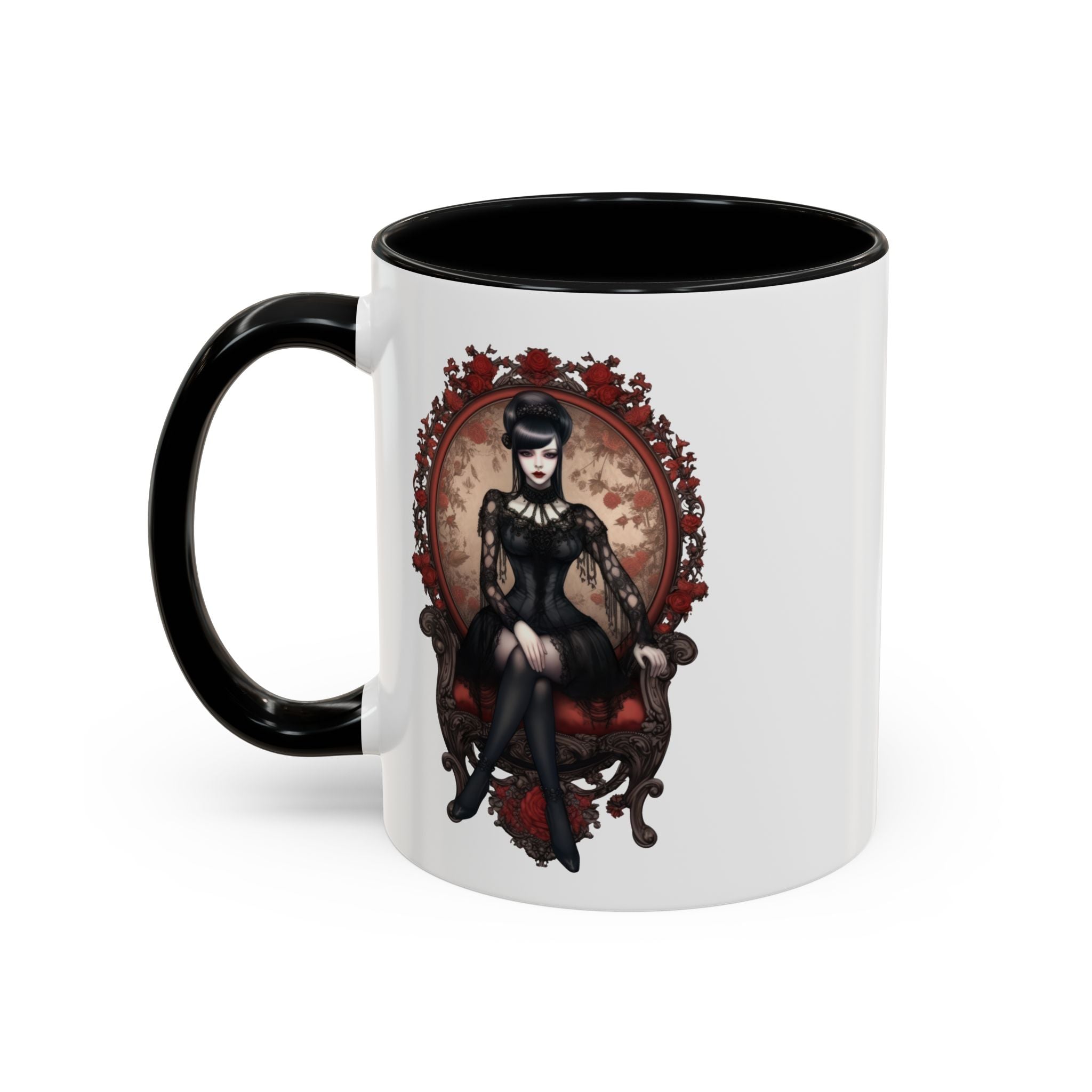 Gothic Elegance Coffee Mug - Unique Black Accent Mug for Witchy Vibes, Perfect Gift for Halloween, Goth Decor, Coffee Lovers, & Spooky