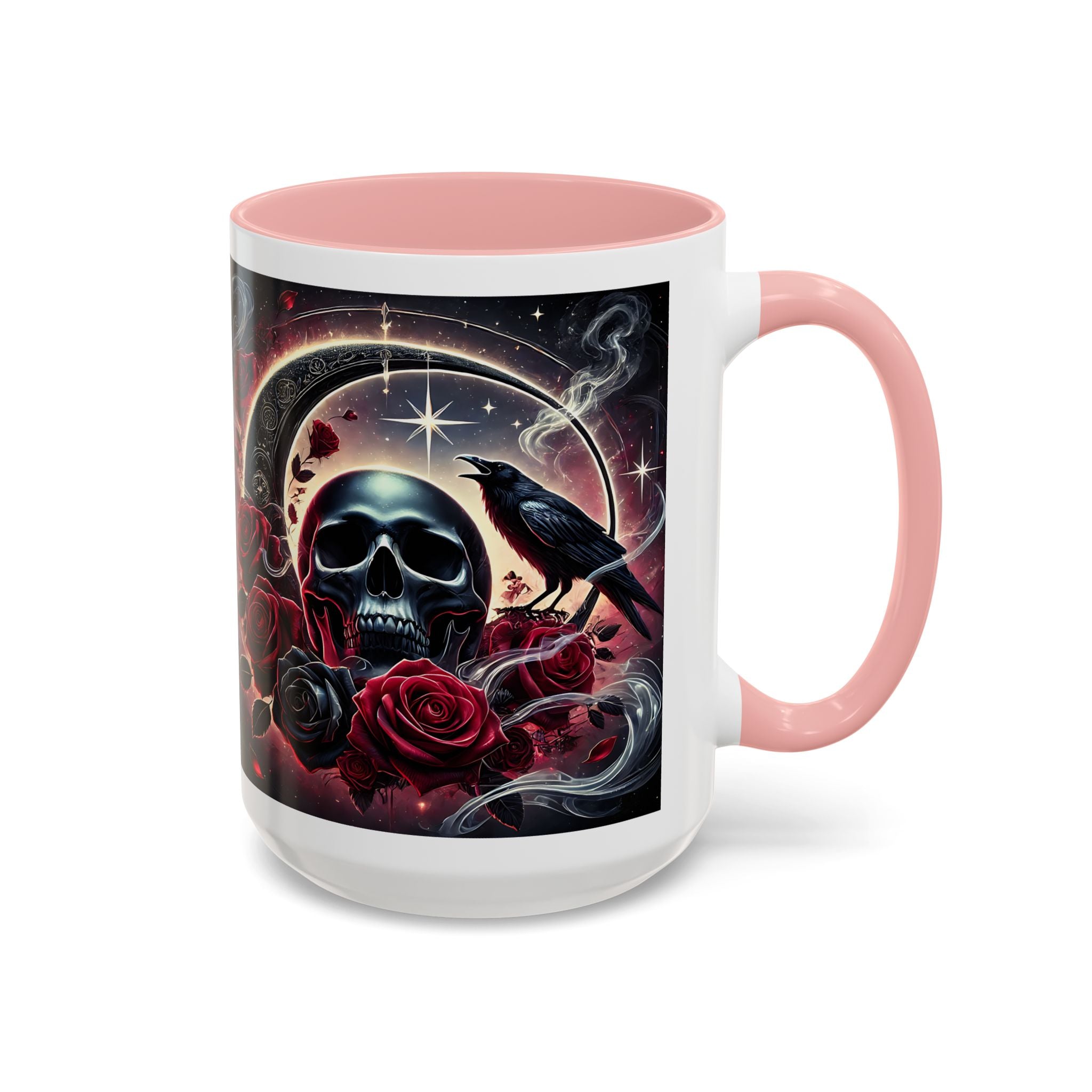 Skull & Raven Accent Coffee Mug — Gothic Roses 11/15oz