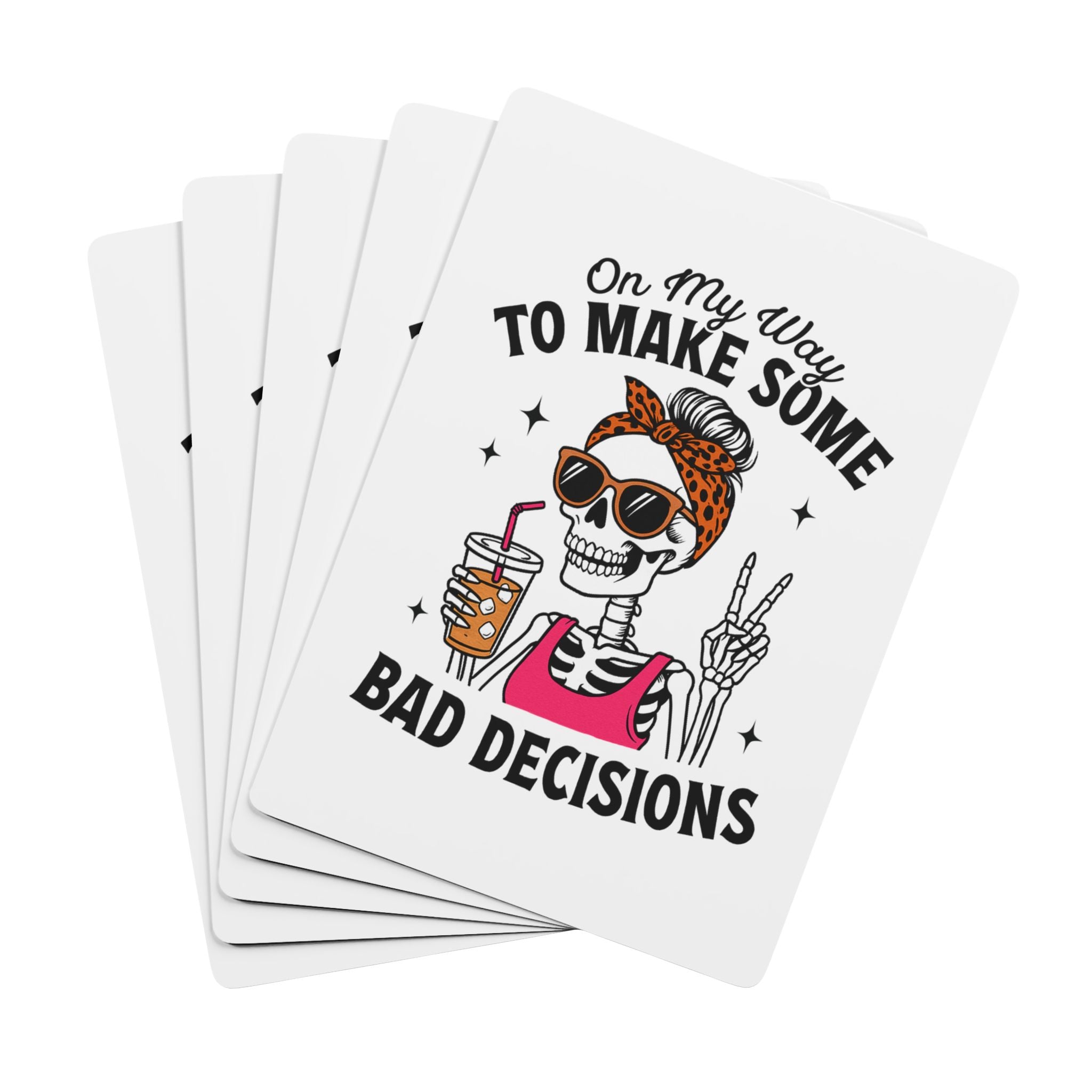 Poker Playing Cards with Fun Skeleton Design, Unique Card Deck for Poker Nights, Game Lovers Gift, Bad Decisions Theme, Halloween