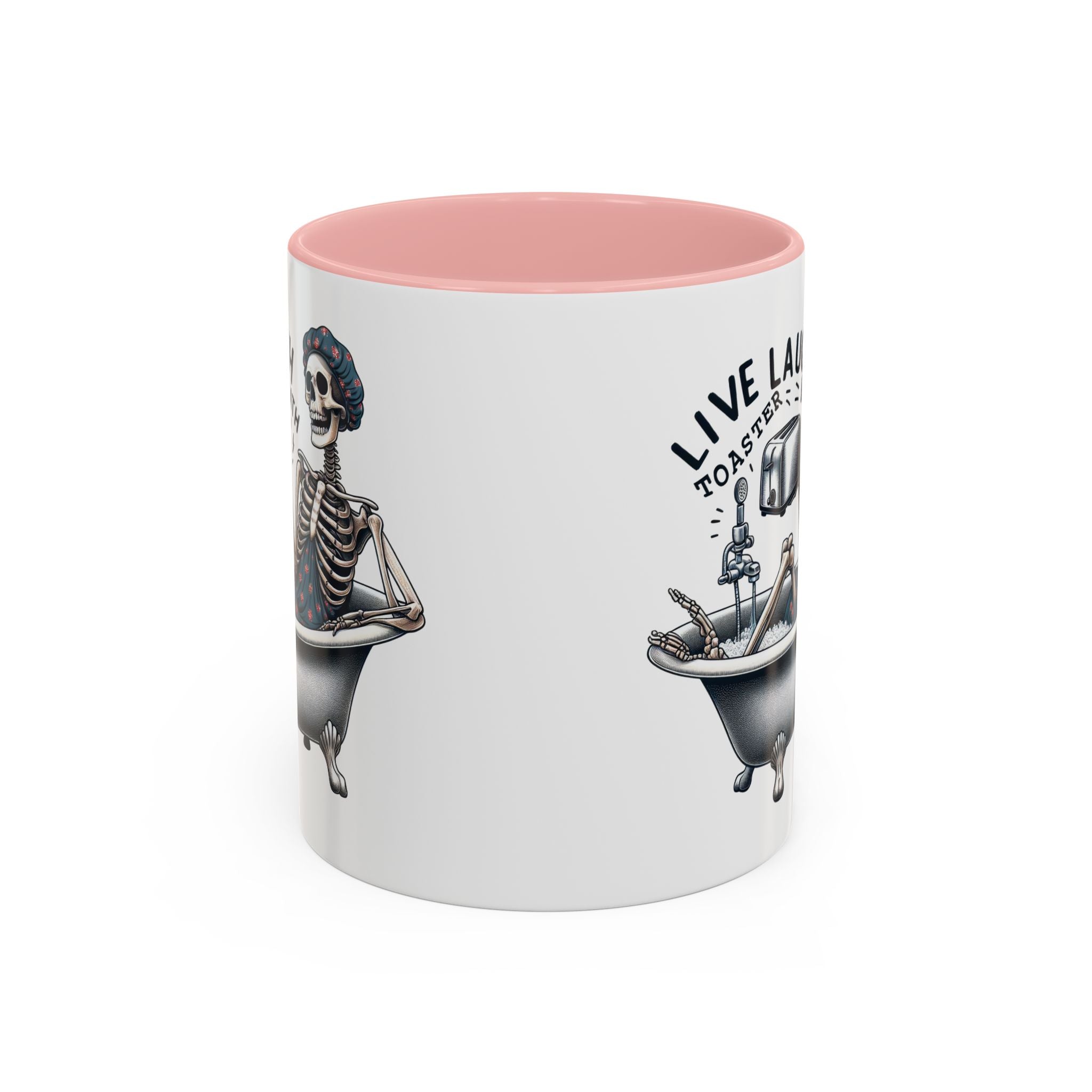Skeleton Bath Time Coffee Mug, Live Laugh Roast & Relax Skeleton Mug, Funny Gift for Halloween, Quirky Kitchen Decor, Unique Coffee Cup