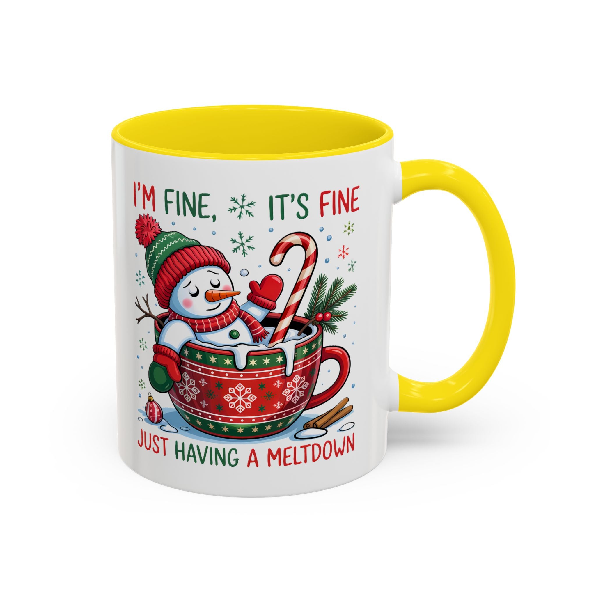 Festive Holiday Coffee Mug - "I'm Fine, It's Fine" Snowman Design sarcasm humor funny