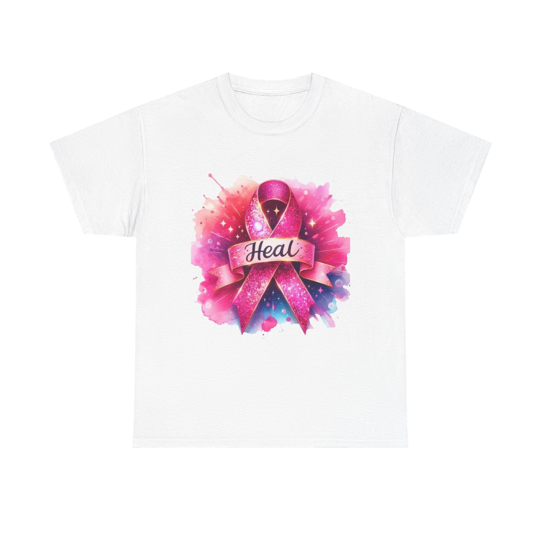 Breast Cancer Awareness Tee, Heal Ribbon Shirt, Supportive Gift, Unisex Cotton T-Shirt, Inspirational Apparel, Pink Ribbon Top