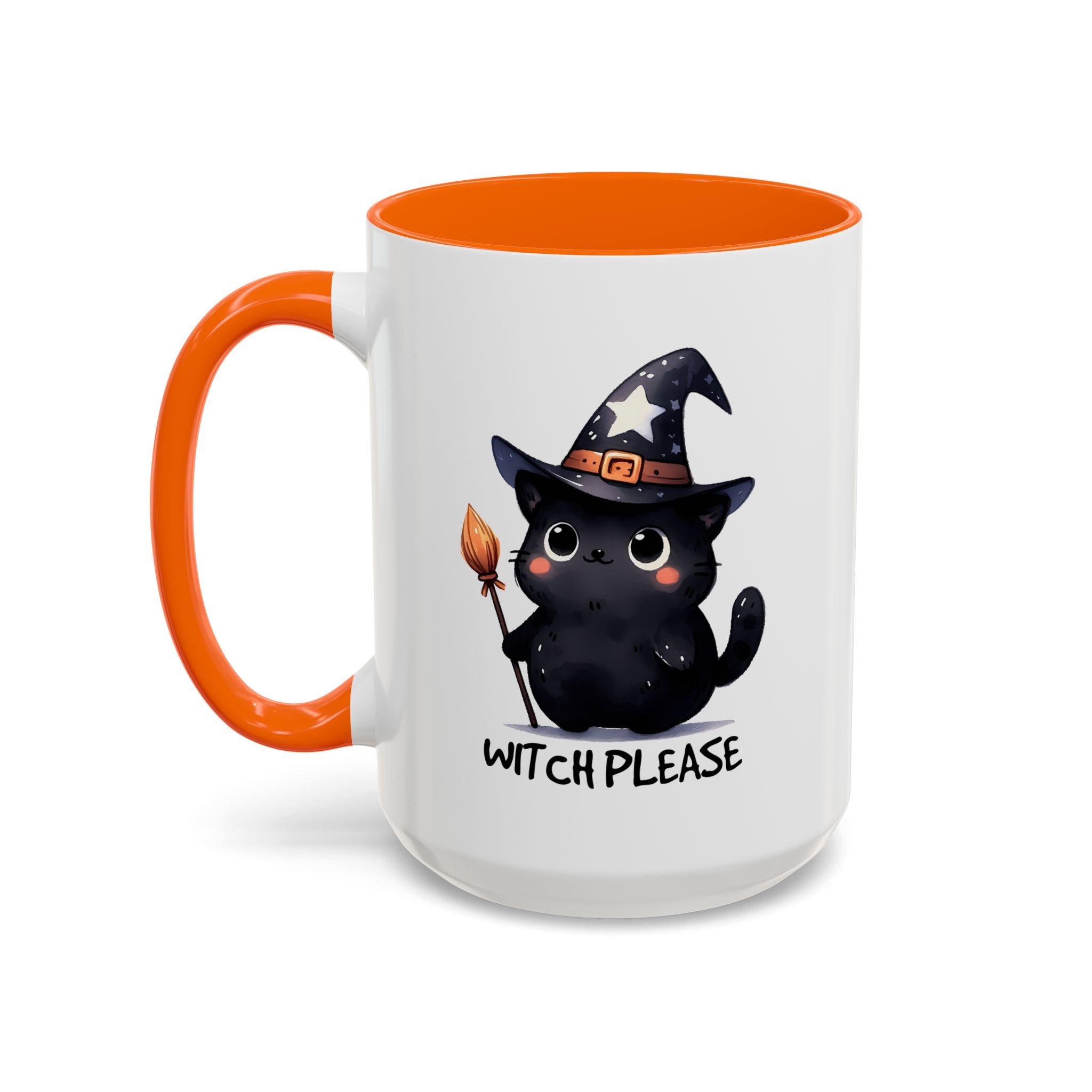 Cute Witch Cat Coffee Mug - Perfect for Halloween, Cat Lover Gift, Witch Please Design, Black Cat Mug, Cozy Drinkware
