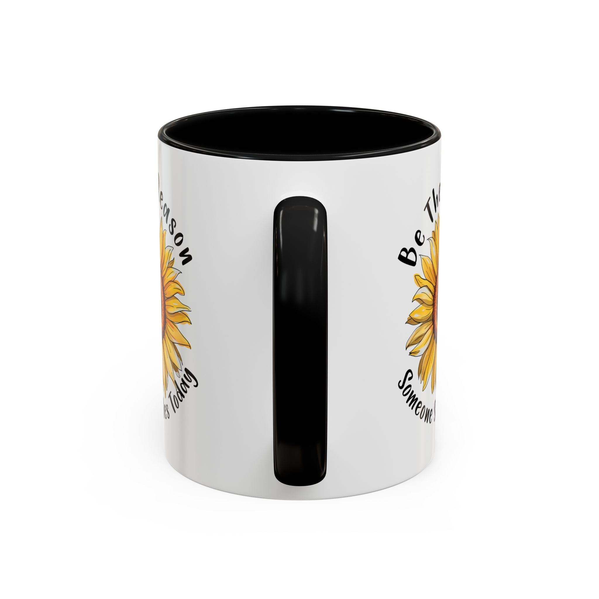 Sunflower Smile Accent Coffee Mug - Cheerful Gift for Friends, Inspirational Mug, 11oz/15oz, Daily Motivation, Brighten Someone's Day