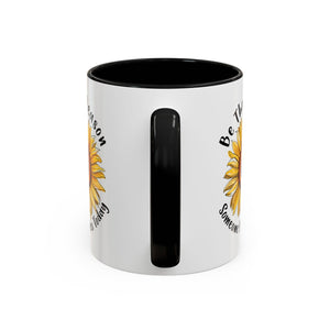 Sunflower Smile Accent Coffee Mug - Cheerful Gift for Friends, Inspirational Mug, 11oz/15oz, Daily Motivation, Brighten Someone's Day