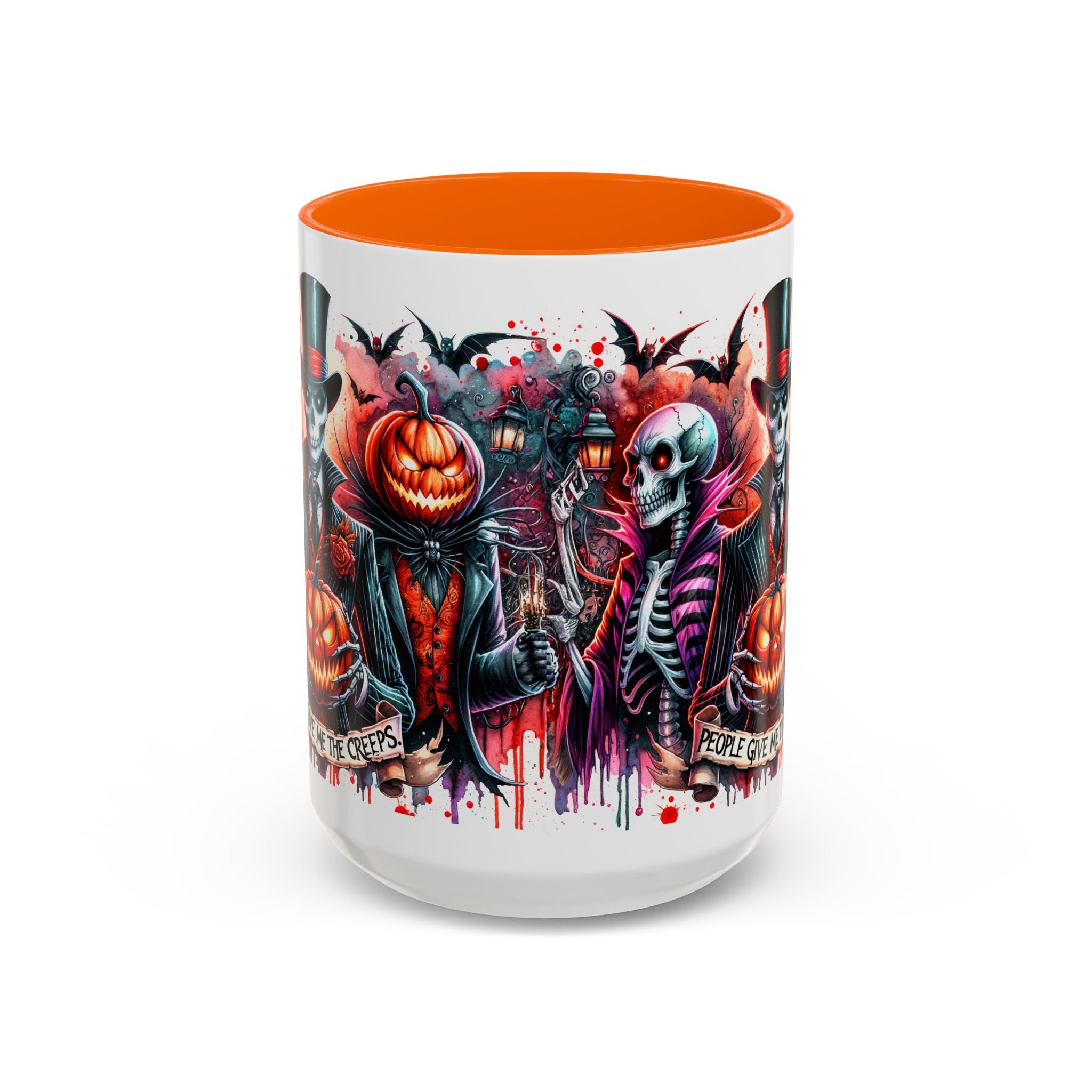 Halloween-themed Accent Coffee Mug, Spooky Skull Mug, Pumpkin Art Cup, Unique Gift for Halloween Lovers, October Decor