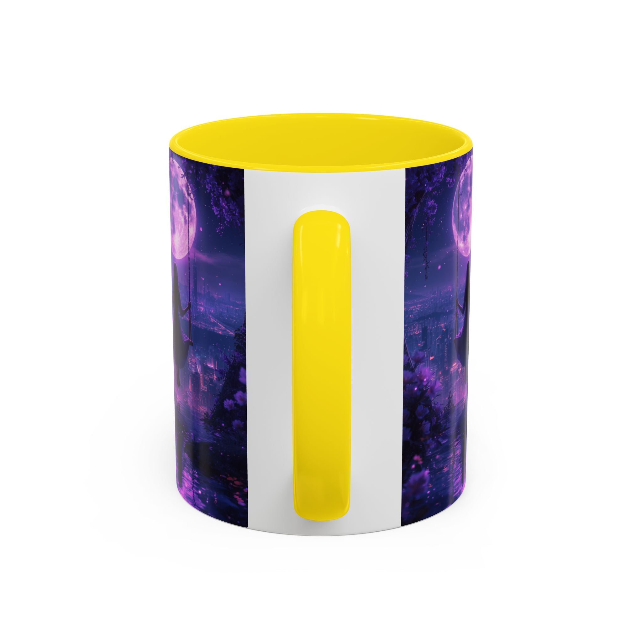 anime Dreamy Moonlit Swing Accent Coffee Mug, Artistic Mug, Celestial Coffee Cup, Fantasy Beverage Holder, Gift for Dreamers