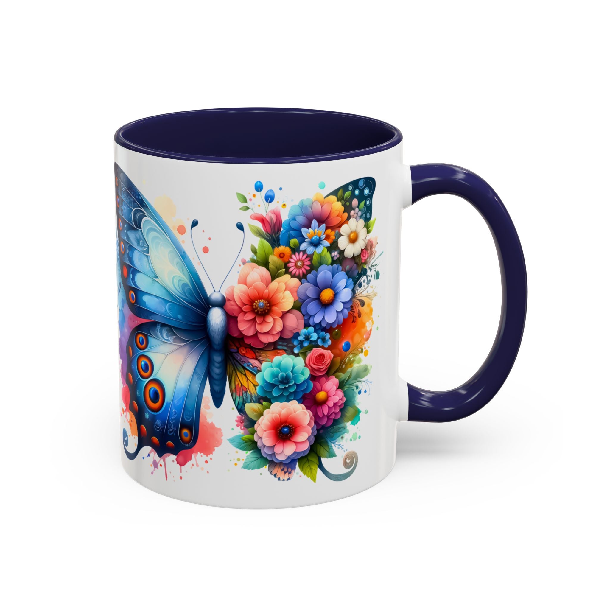Colorful Floral Butterfly Accent Coffee Mug – Vibrant Artistic 11/15oz nature lover