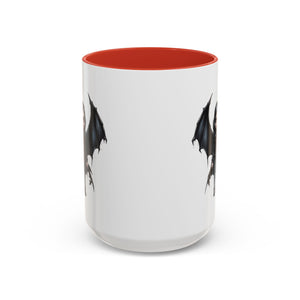 Gothic vampire girl with bat wings horror art Accent Coffee Mug (11, 15oz) vamp18