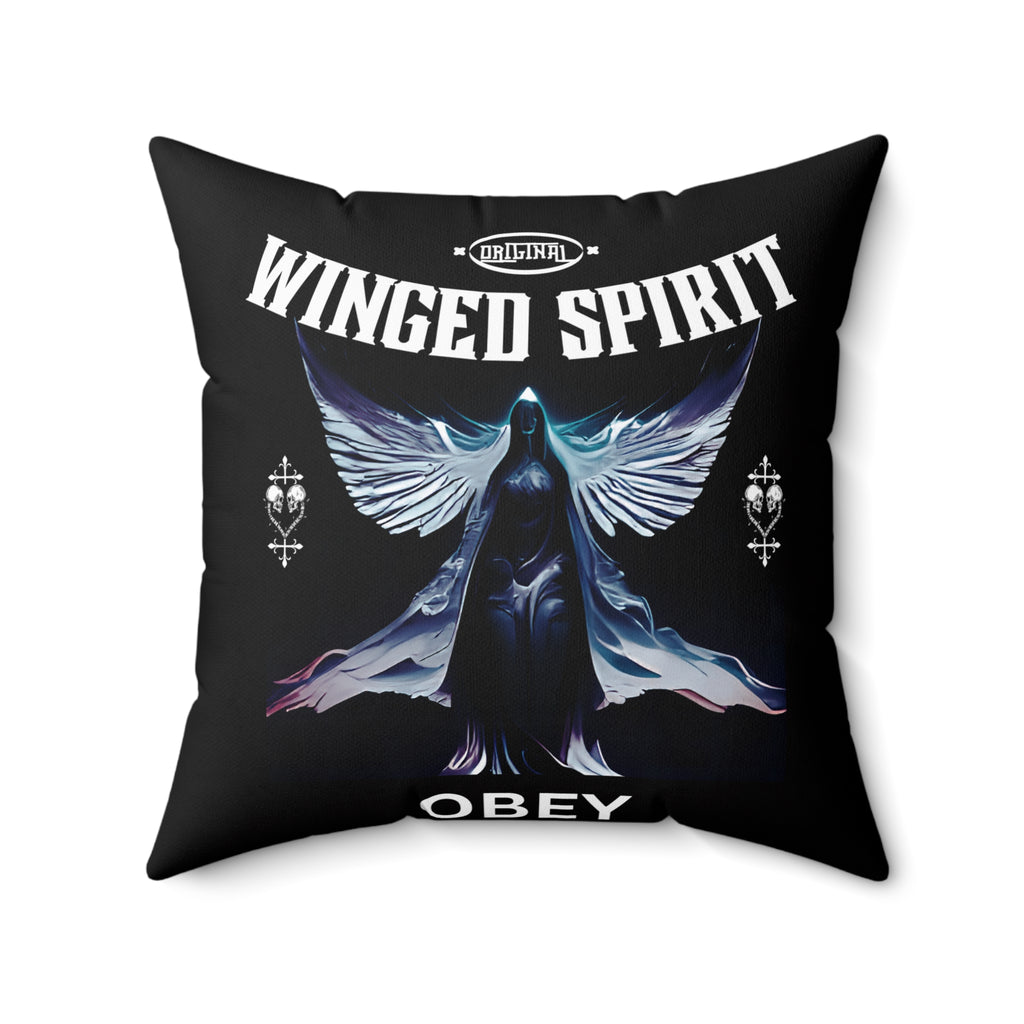 Obey winged spirit gothic Spun Polyester Square Pillow