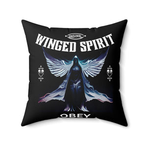 Obey winged spirit gothic Spun Polyester Square Pillow