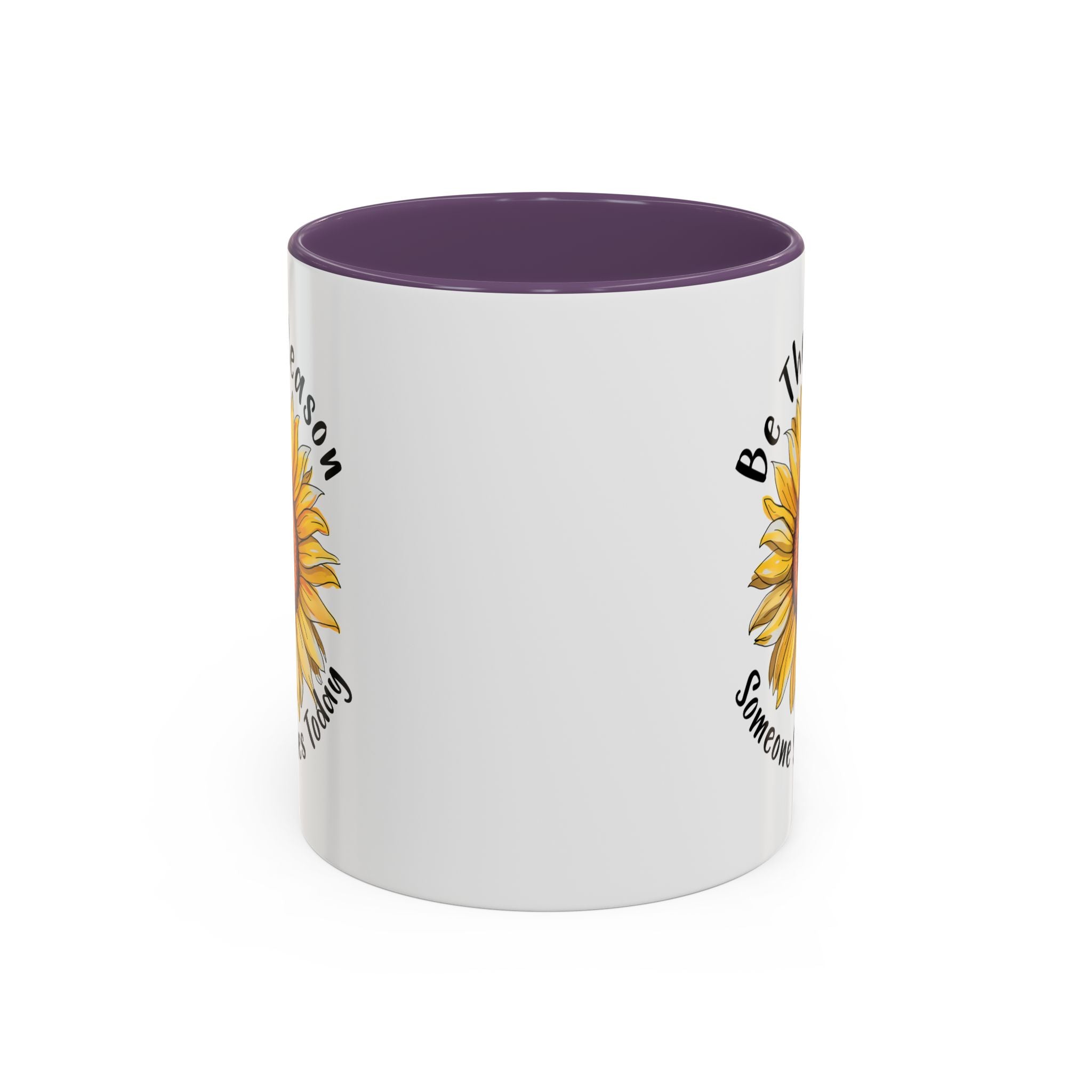 Sunflower Smile Accent Coffee Mug - Cheerful Gift for Friends, Inspirational Mug, 11oz/15oz, Daily Motivation, Brighten Someone's Day