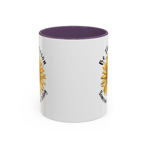 Sunflower Smile Accent Coffee Mug - Cheerful Gift for Friends, Inspirational Mug, 11oz/15oz, Daily Motivation, Brighten Someone's Day