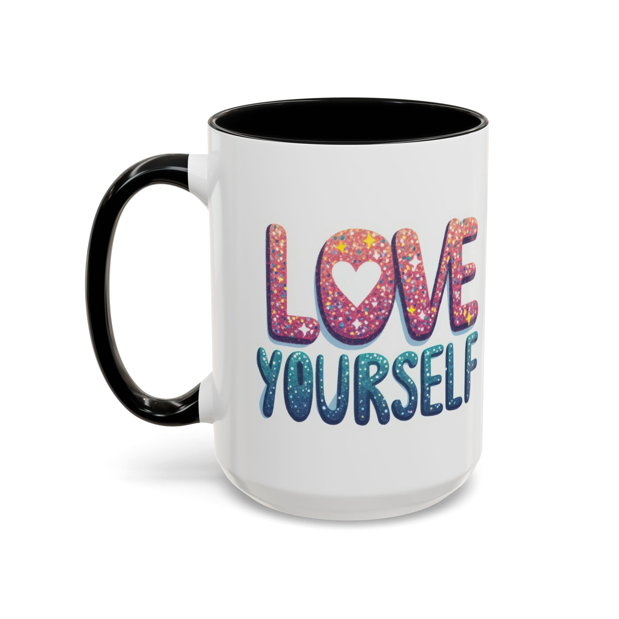 Love Yourself Accent Coffee Mug — Inspirational Self-Love Ceramic Mug (11/15oz)