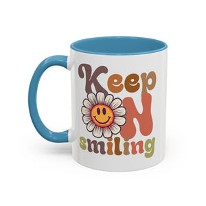 Keep Smiling Floral Coffee Mug - Cheerful 11 & 15oz Accent Mug for Daily Motivation