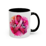 Inspirational Accent Coffee Mug with Pink Ribbon Design, Faith Hope Love Gift, Cancer Awareness Mug, Supportive Drinkware, Meaningful [...]