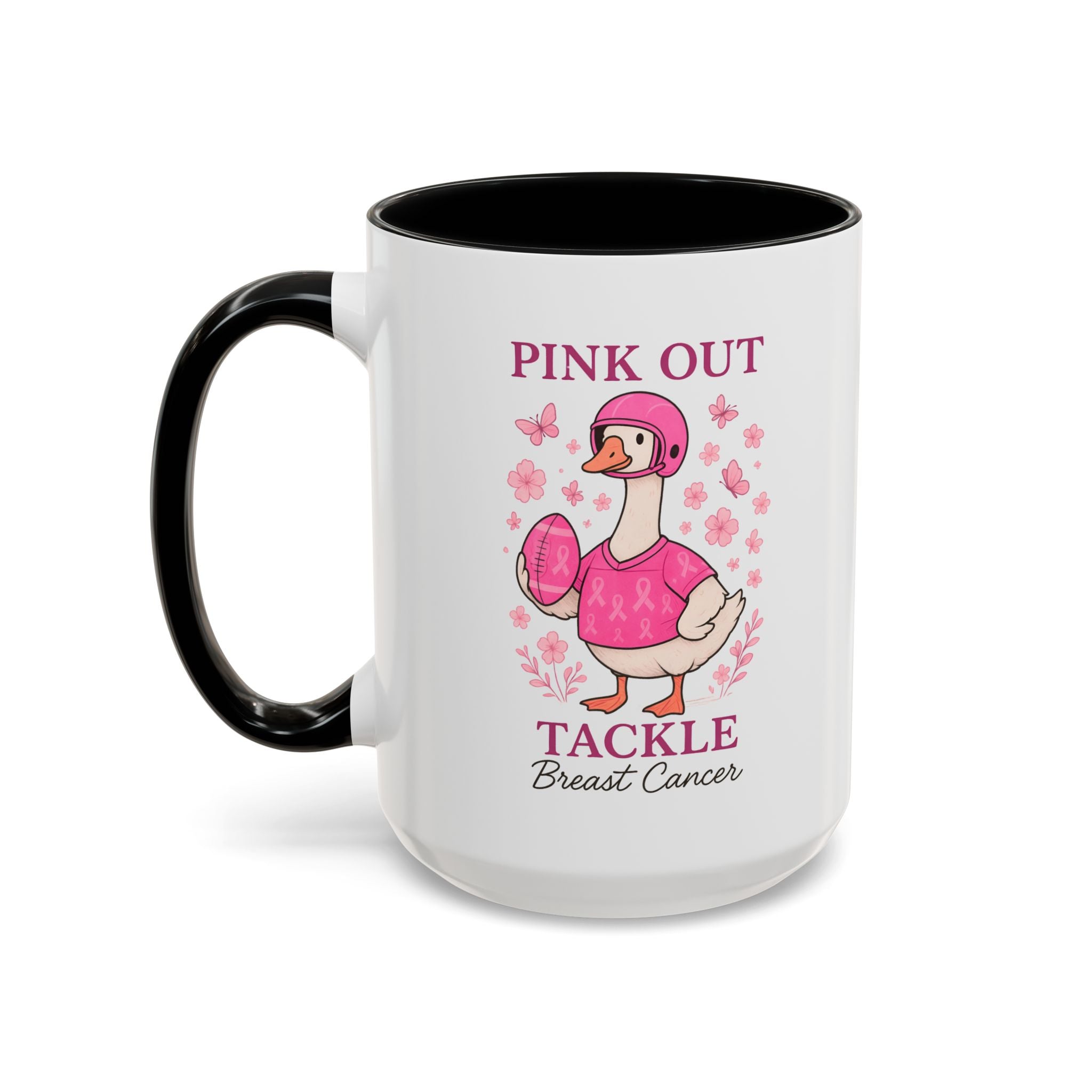 Breast Cancer Awareness Coffee Mug, Pink Out Tackle Duck Design, Supportive Gift for Fighters & Survivors, Cheerful Office Decor, [...]