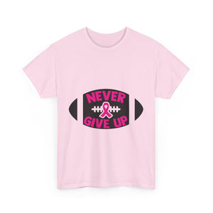 Motivational Football Tee, Never Give Up Shirt, Unisex Cotton T-shirt, Support Awareness, Athletic Gift, Sportswear, Inspirational Apparel