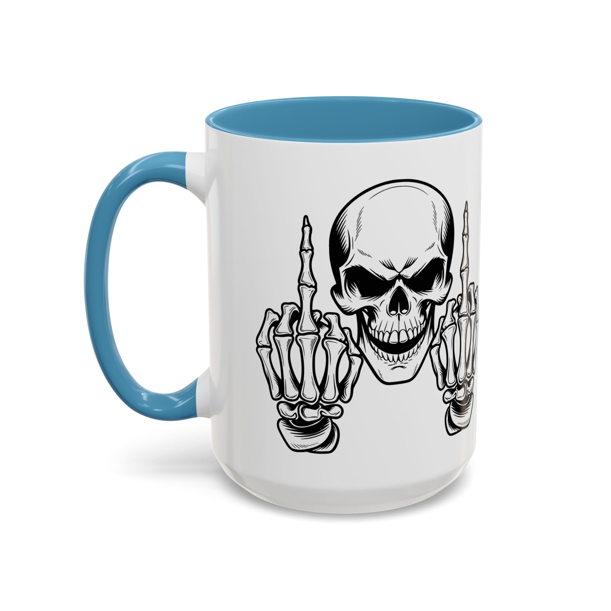 Skull Middle Finger Coffee Mug — Edgy Gothic Accent Mug (11/15oz)