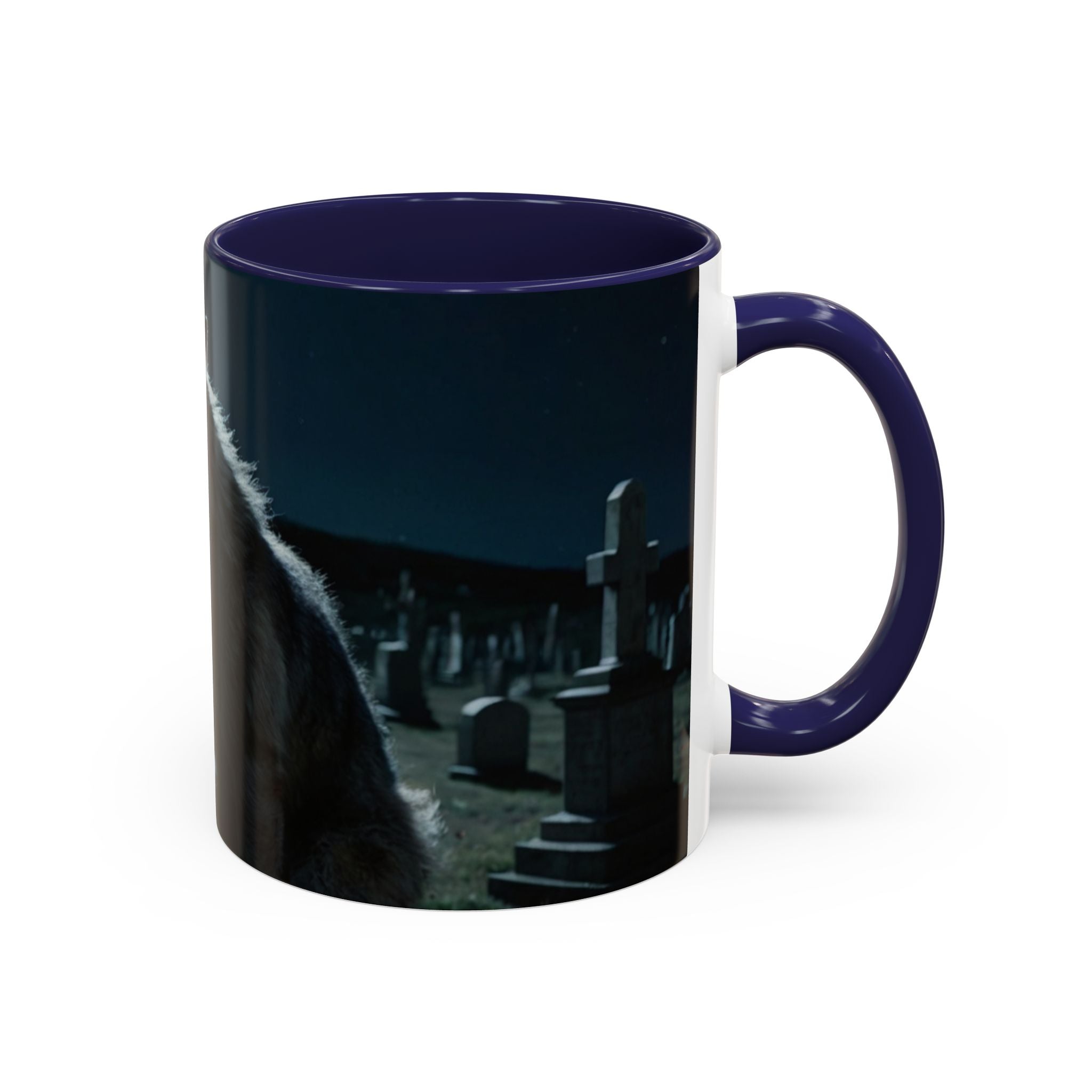 halloween werewolf in graveyard Howling Wolf Accent Coffee Mug - 11 & 15oz