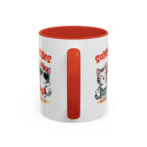 Summer Vibes Cat Coffee Mug - Fun Accent Mug for Cat Lovers